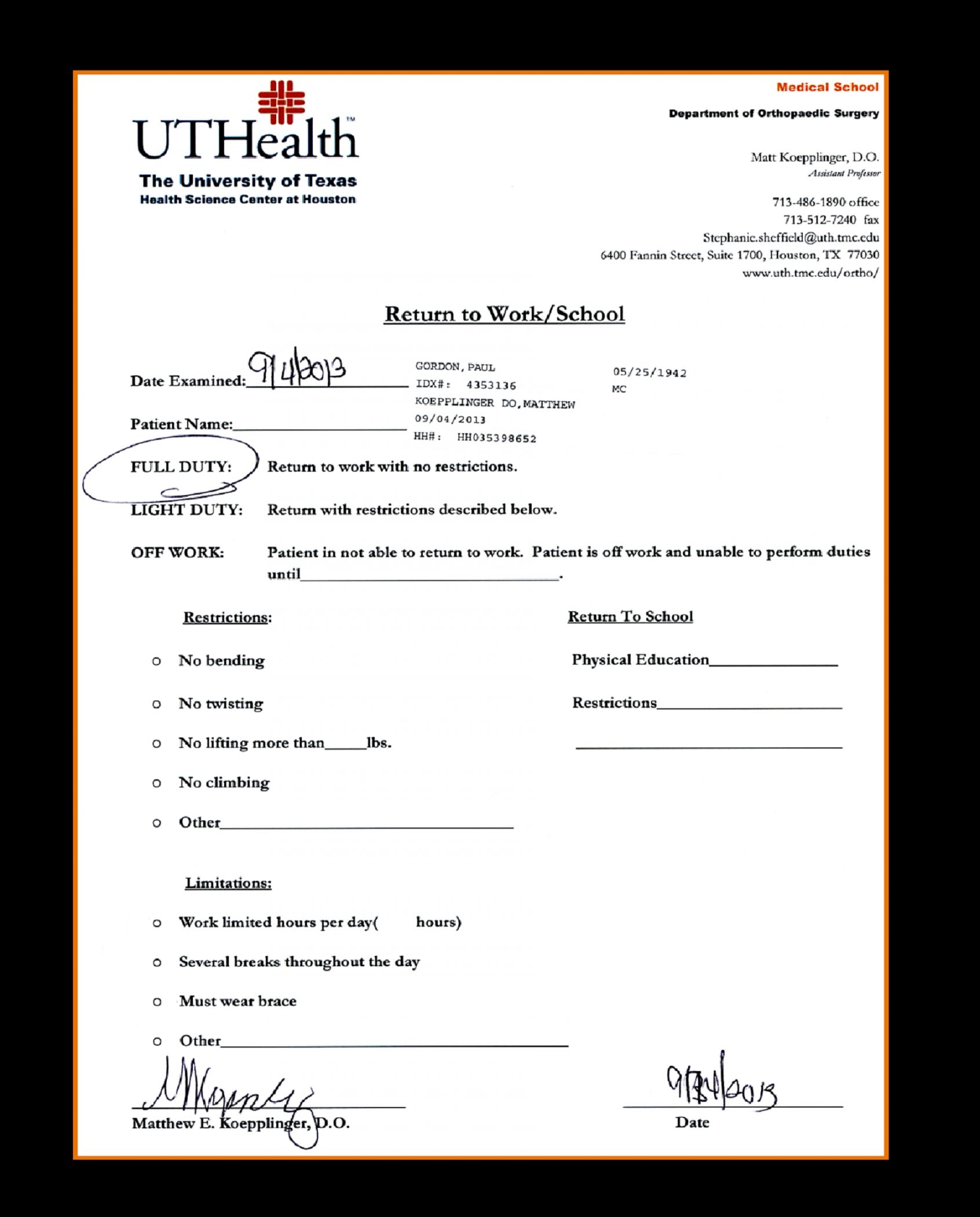 Printable Hospital Note Work Excuse Template Fake Emergency Urgent Care Doctor Note Template Doctors Note Template Doctors Note Emergency Room Doctor