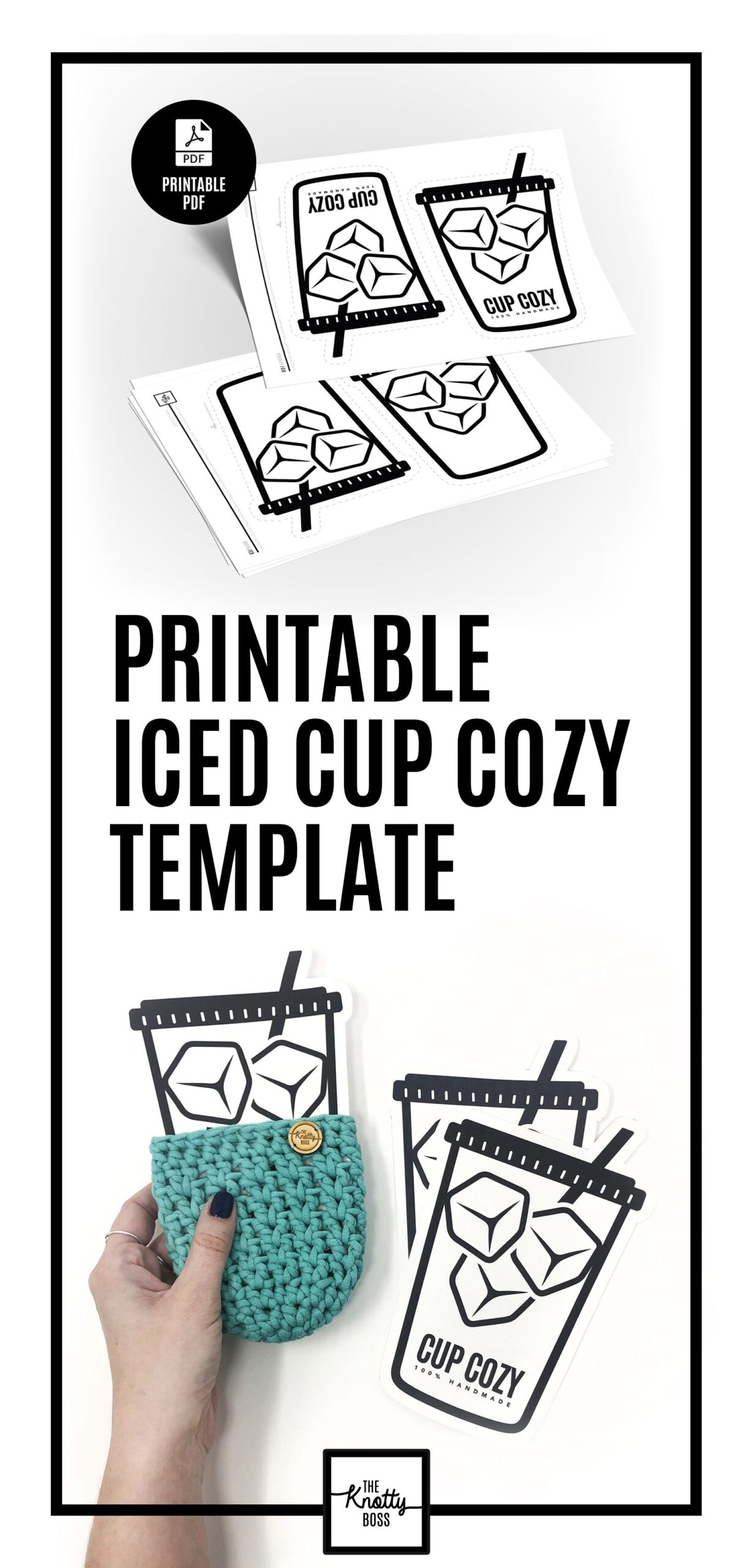 PRINTABLE Ice Cup Cozy Insert DIGITAL PDF Cold To go Coffee Cup Sleeve Display Card Handmade Cozy Cutout Template Drink Cozy Packaging Etsy Cup Cozy Display Cards Gift Tags Diy