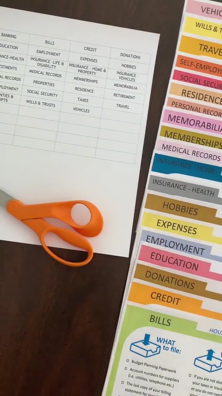 Printable Office Filing System Template
