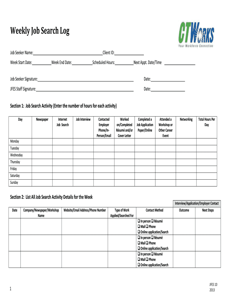 Printable Job Search Log Fill Online Printable Fillable Blank PdfFiller