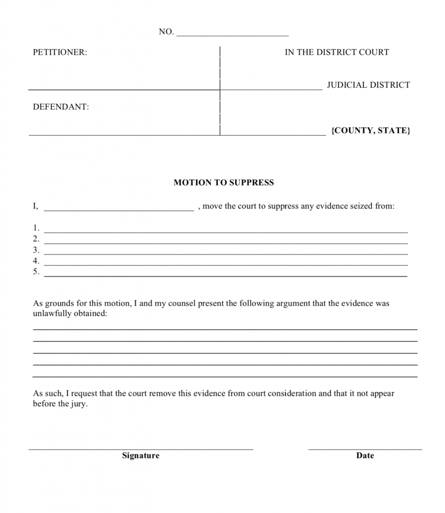 Blank Printable Court Motion Template