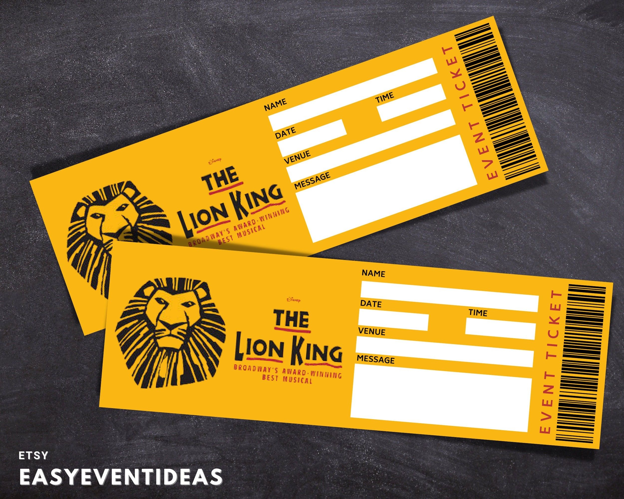 Printable Lion King Ticket Template Free