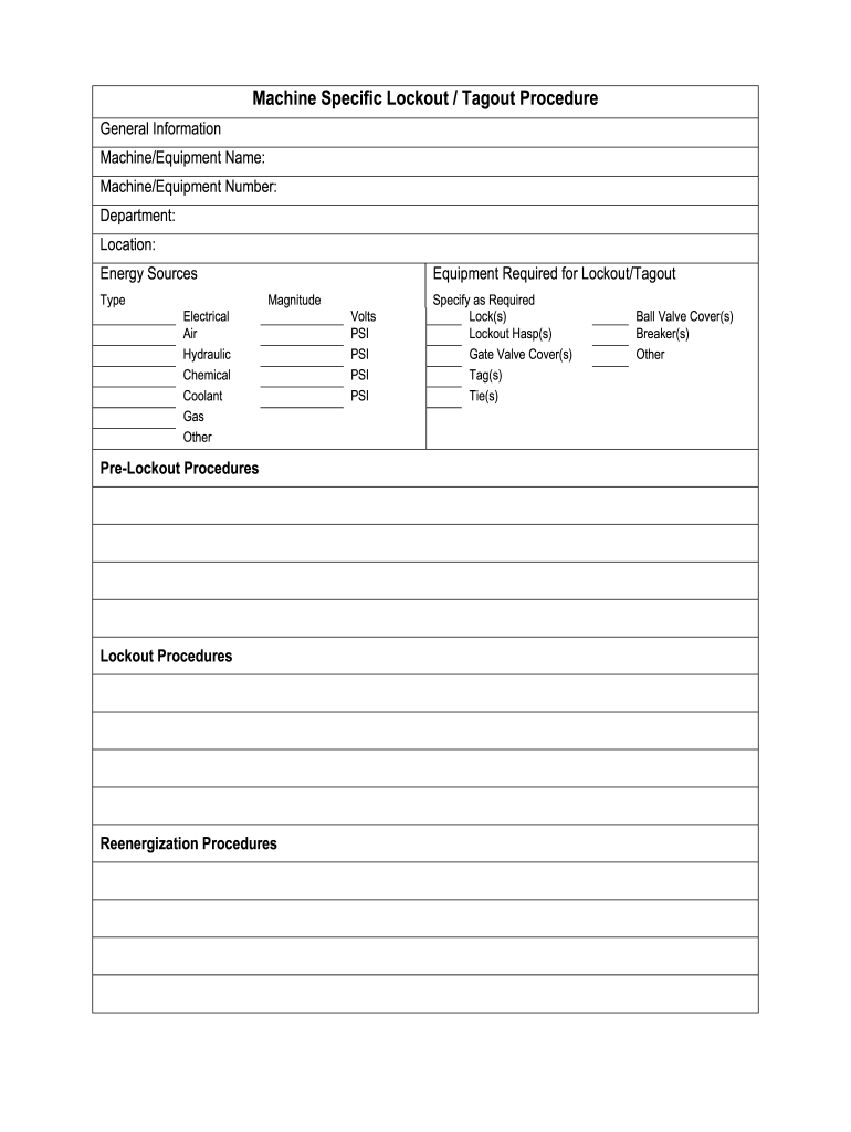 Printable Lockout Tagout Template Excel Fill Out Sign Online DocHub