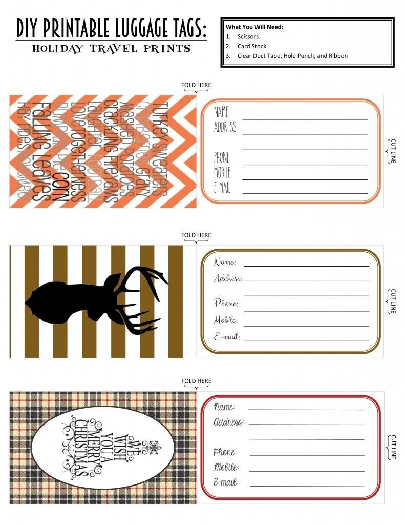 Printable Editable Luggage Tag Template