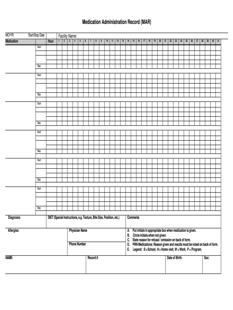 Printable Medication Administration Record Template Word