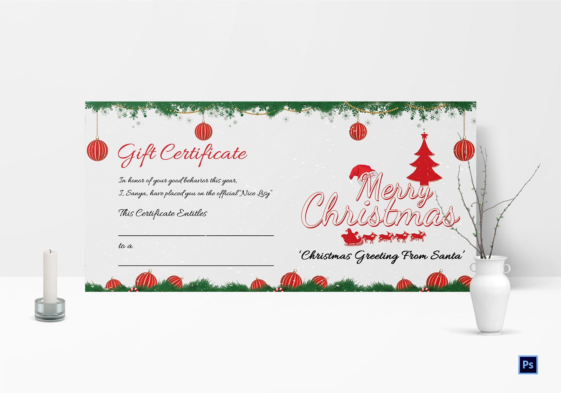 Free Printable Christmas Gift Certificate Template