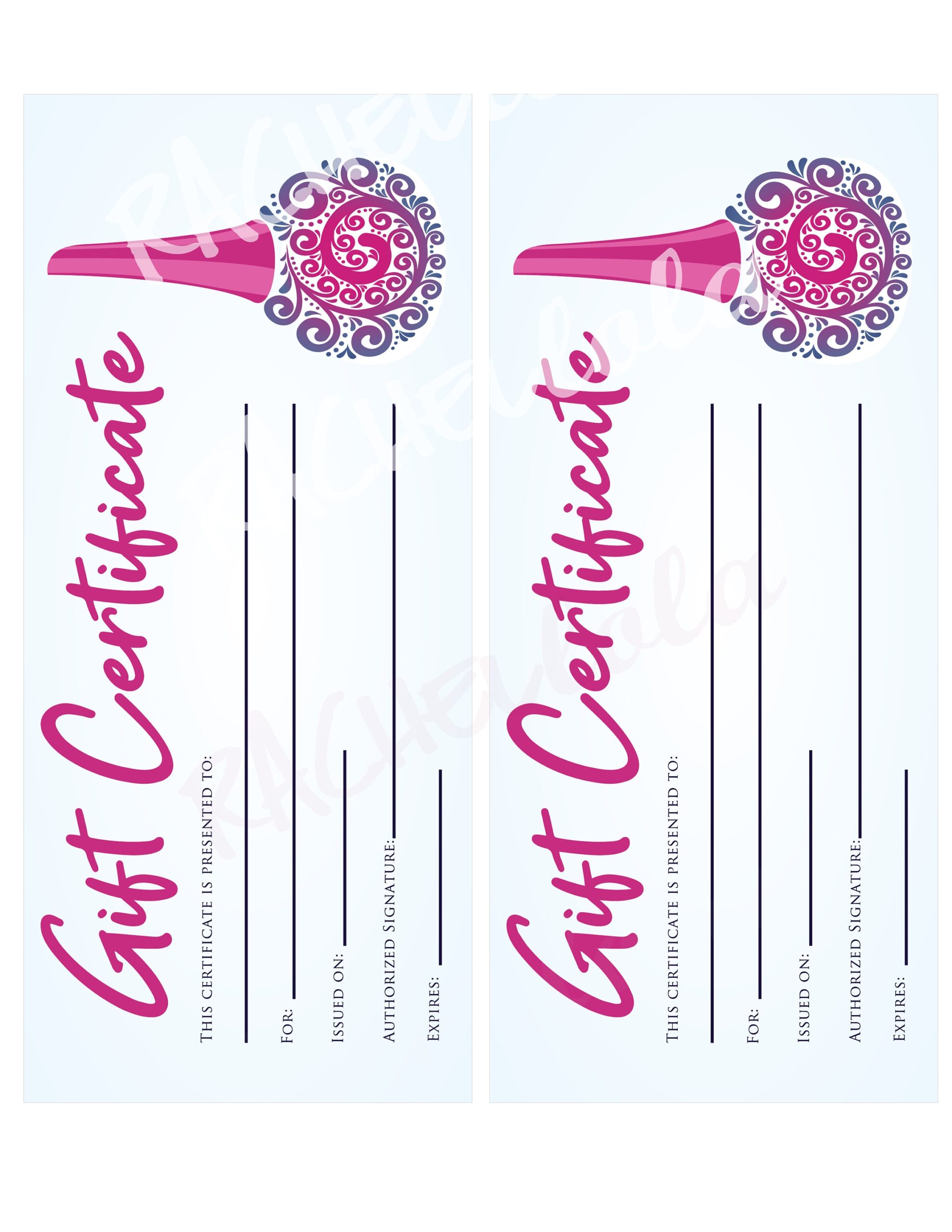 Printable Nail Salon Gift Certificate Fillable Template Manicure Pedicure Christmas Coupon Voucher Mothers Day Instant Download Etsy
