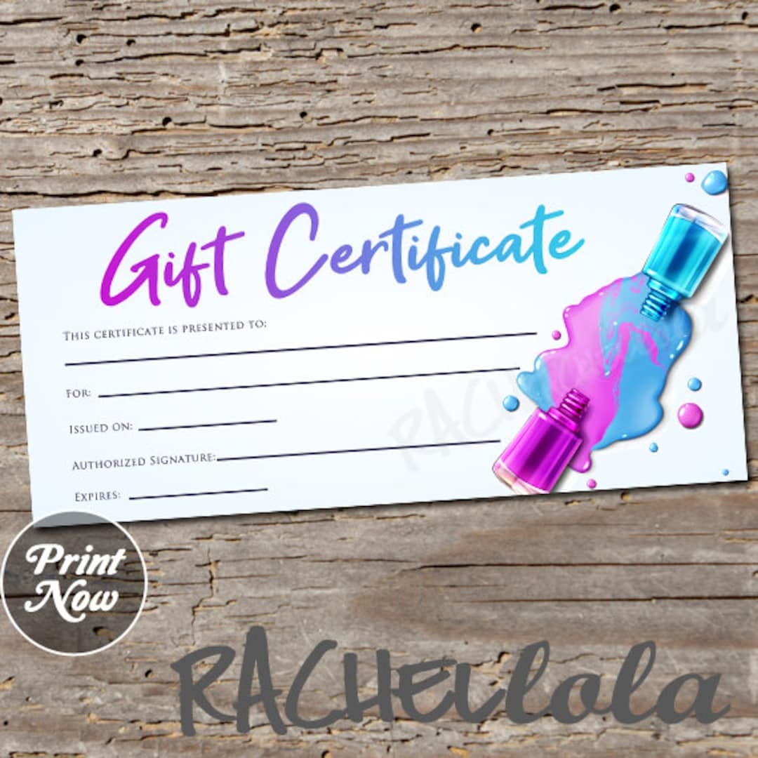 Nail Salon Gift Certificate Template Free Printable