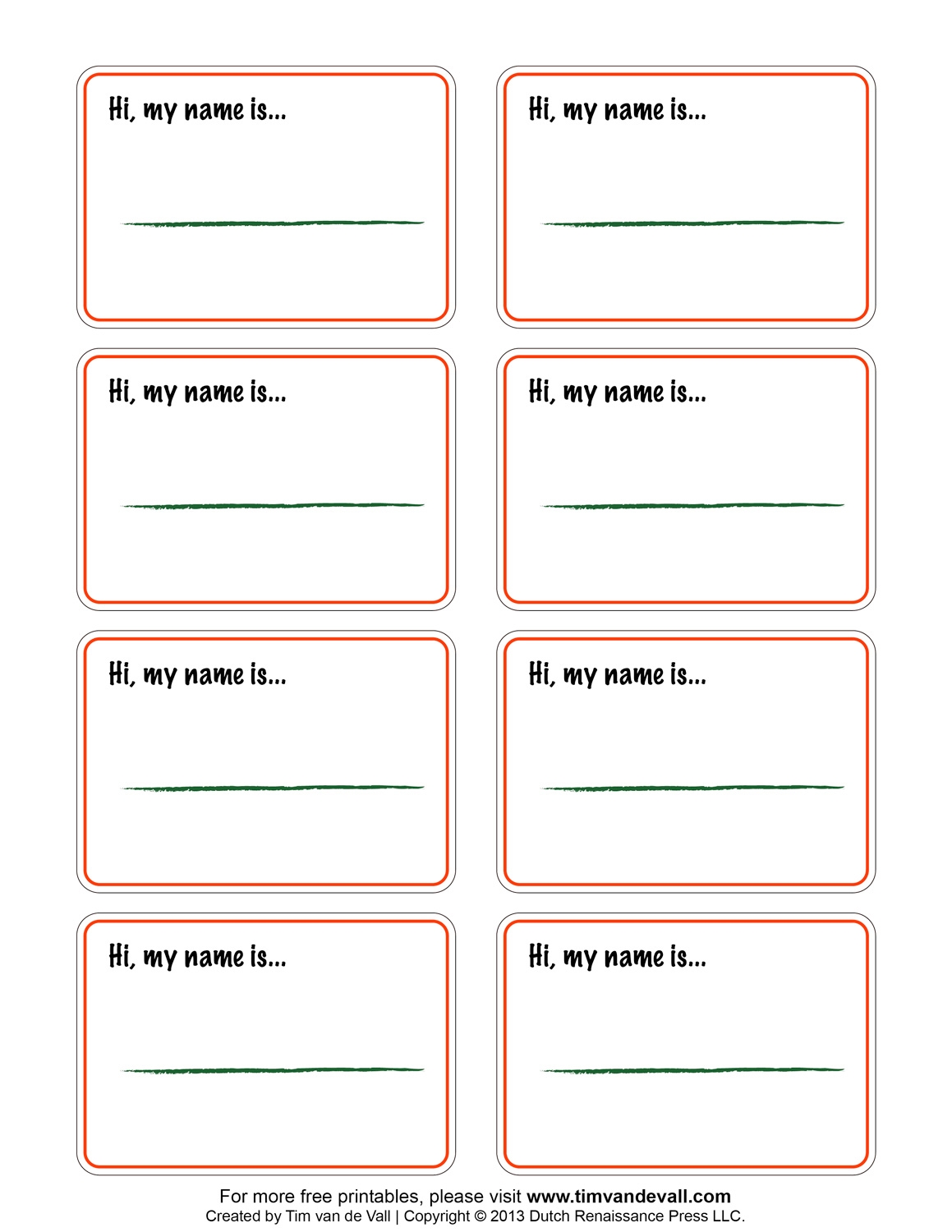 Free Printable Name Badge Template