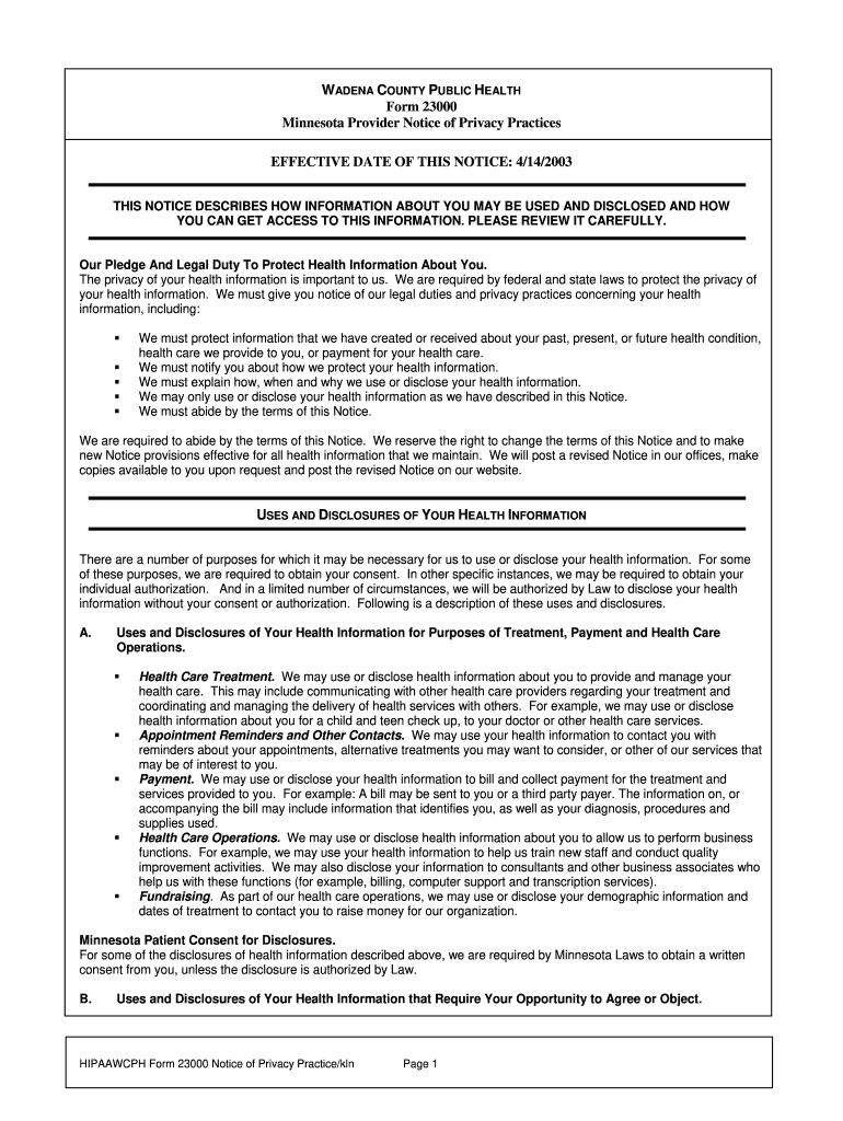 Printable Notice Of Privacy Practices Template Printable Templates Free