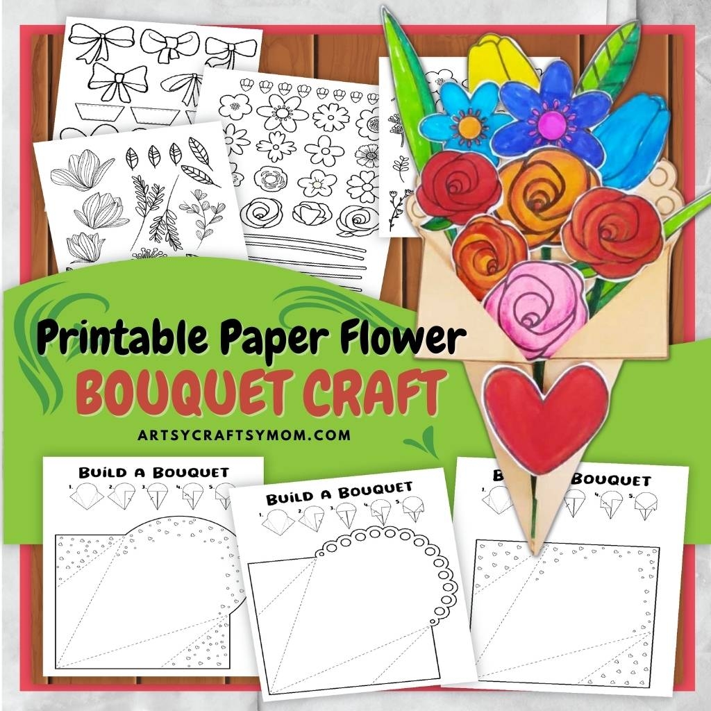 Printable Paper Flower Bouquet Craft Template Artsy Craftsy Mom