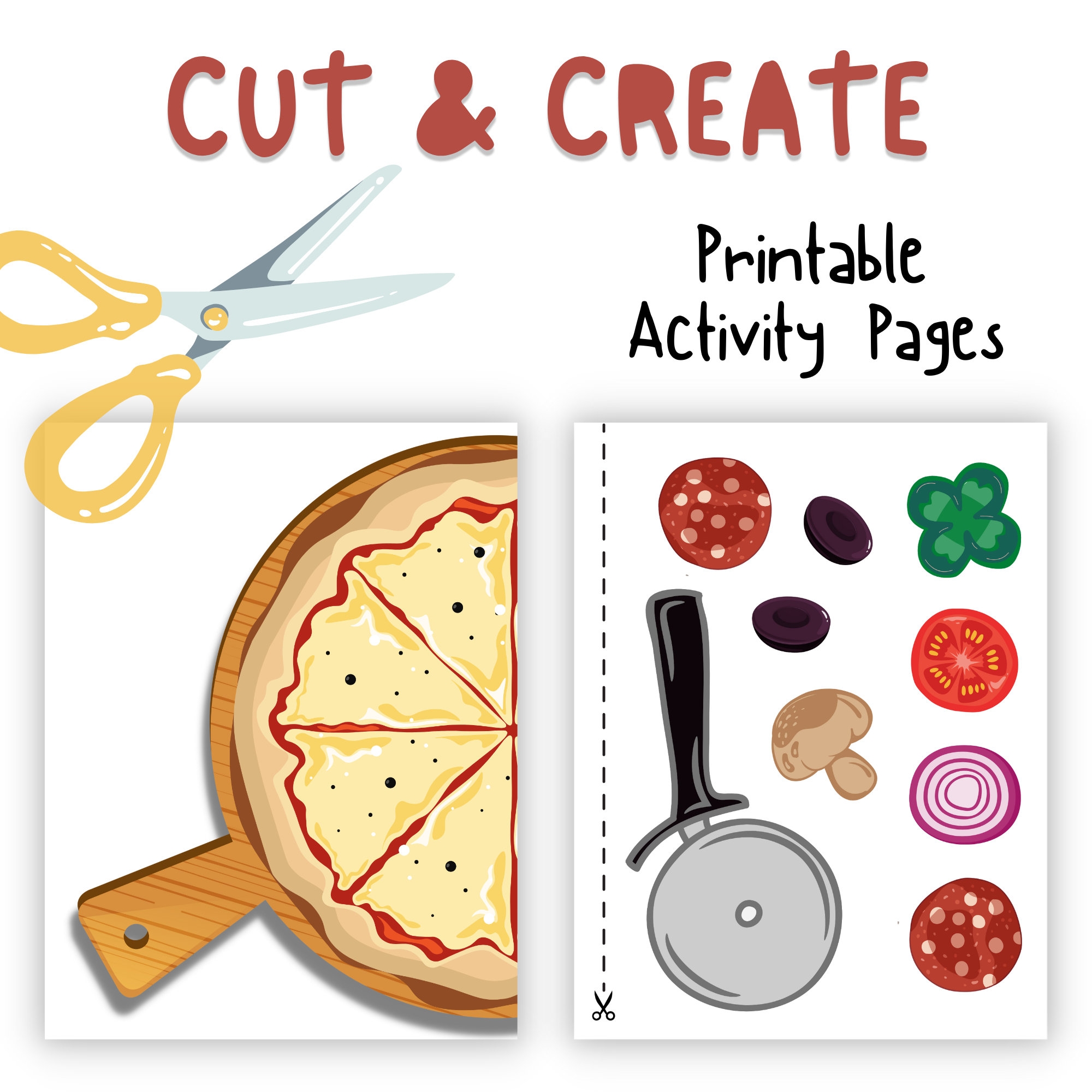 Printable Pizza Craft Cut And Paste Pizza Assembly Kit Printable Crafts For Kids Etsy