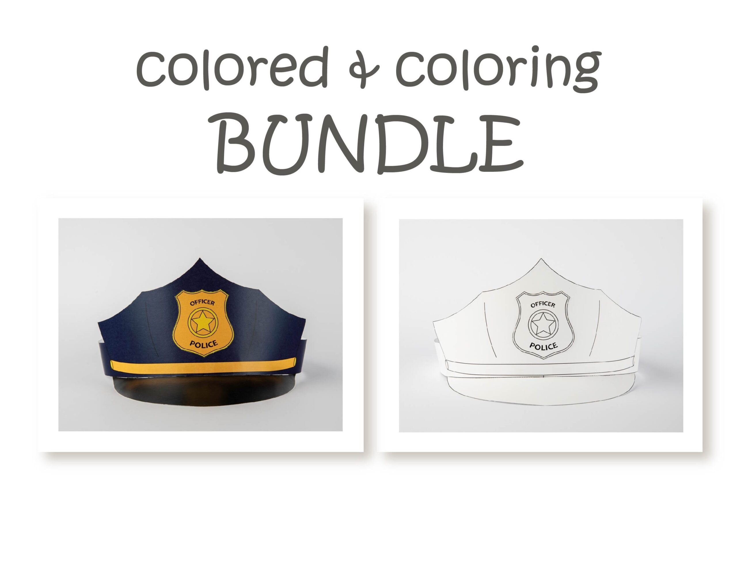 Printable Police Paper Cap Colored Coloring Crown Pattern Kids Paper Craft Pdf Template Policeman Mask Classroom Resource Digital Download Etsy Israel