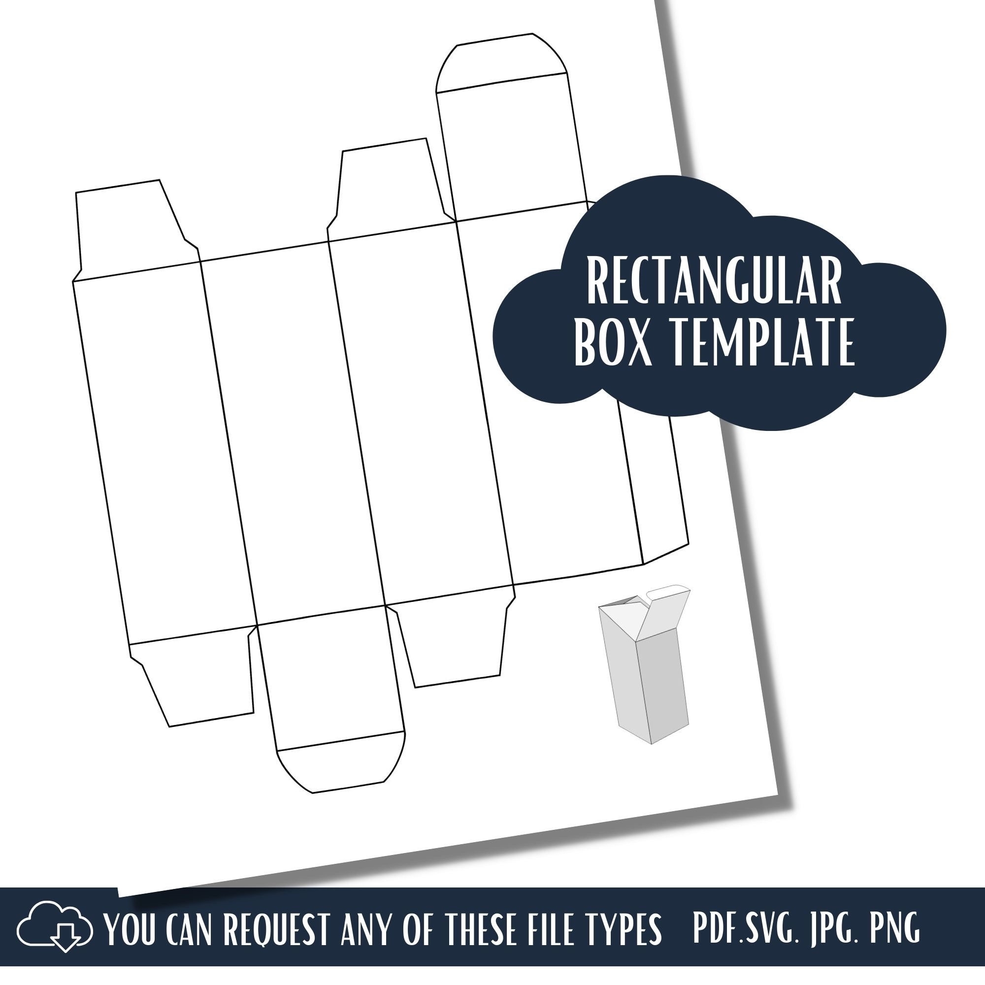 Printable Rectangular Box Template Product Packaging Blank Template Printable Etsy