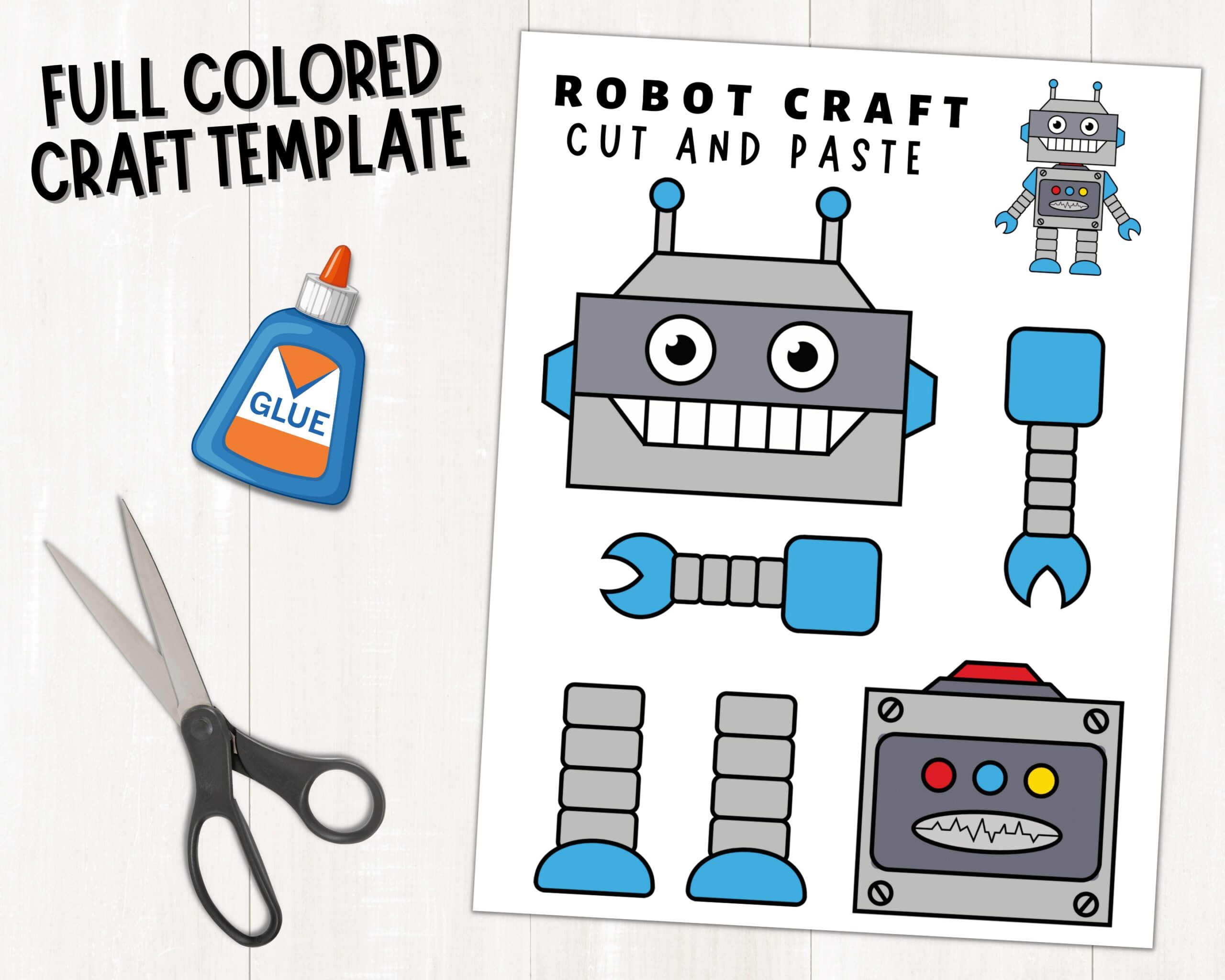 Printable Robot Craft Template For Kids Build A Robot Color Cut And Glue Instant Download PDF Etsy