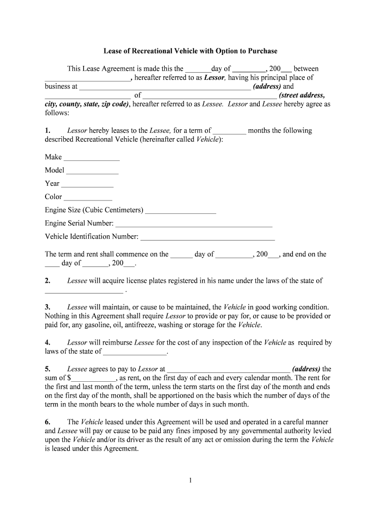 Printable Rv Rental Agreement Pre built Template AirSlate SignNow