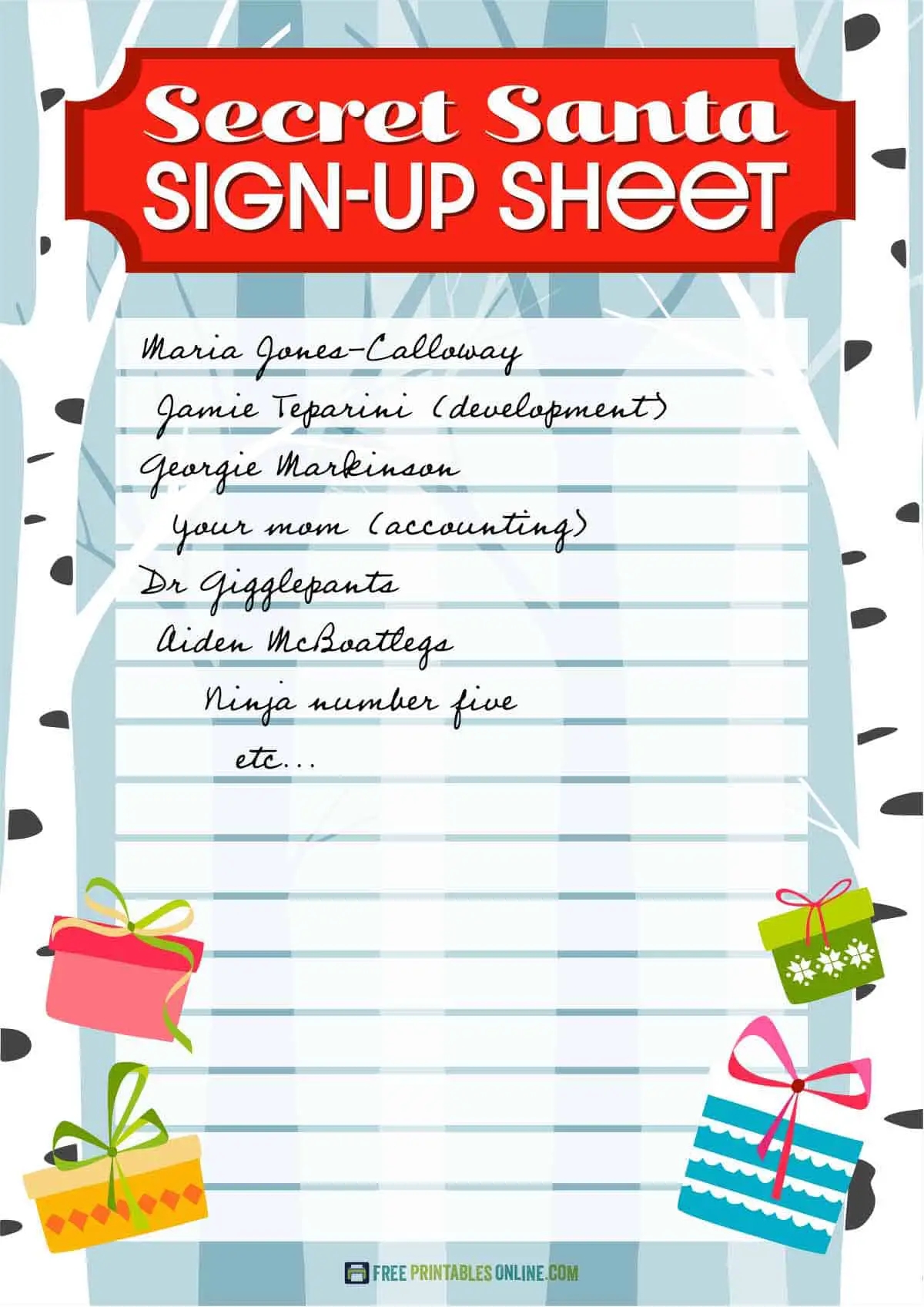 Free Printable Secret Santa Template
