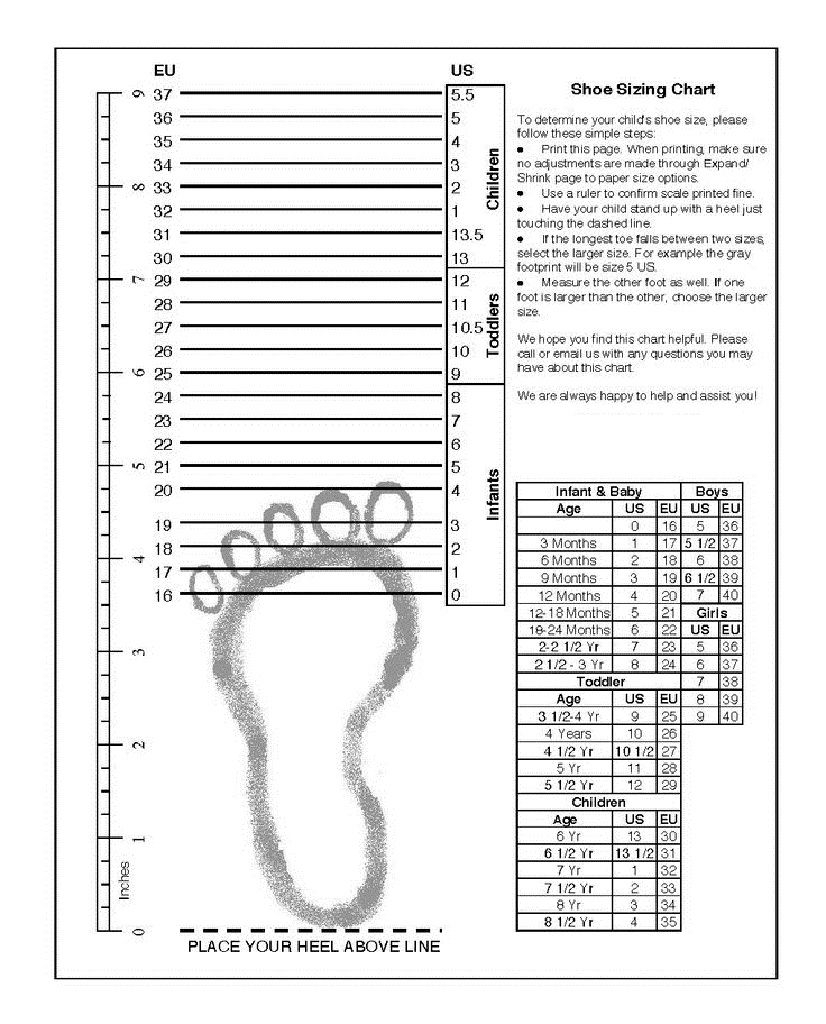 Printable Shoe Size Chart Activity Shelter Baby Shoe Size Chart Toddler Shoe Size Chart Shoe Size Chart Kids