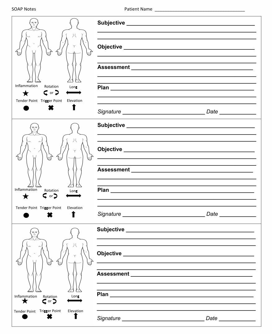 Printable Massage Therapy Soap Notes Template
