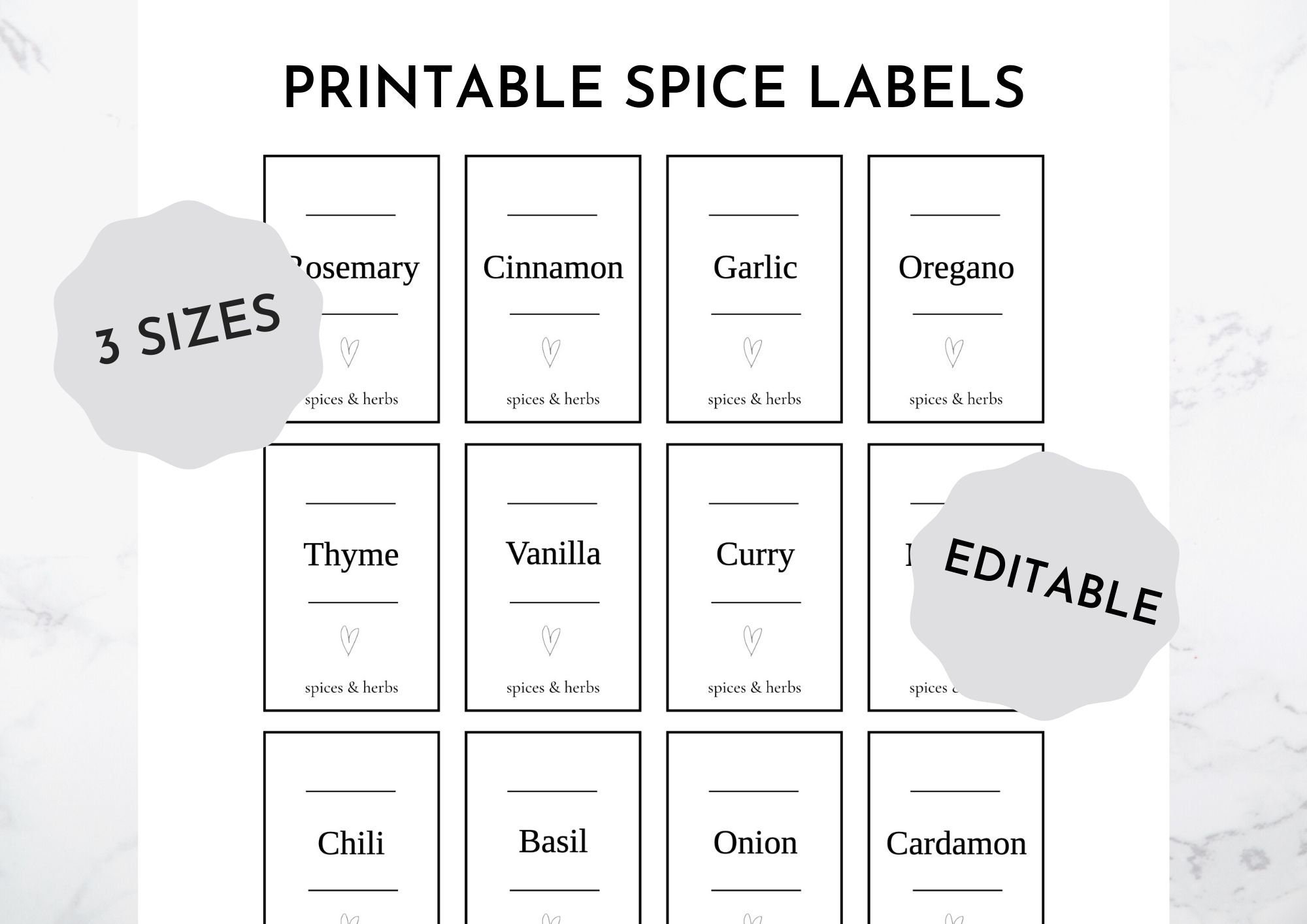 Printable Spice Labels Spices Jar Label Templates Editable Storage Sticker DIY Instant Download Kitchen Organization Minimalist Sticker Etsy