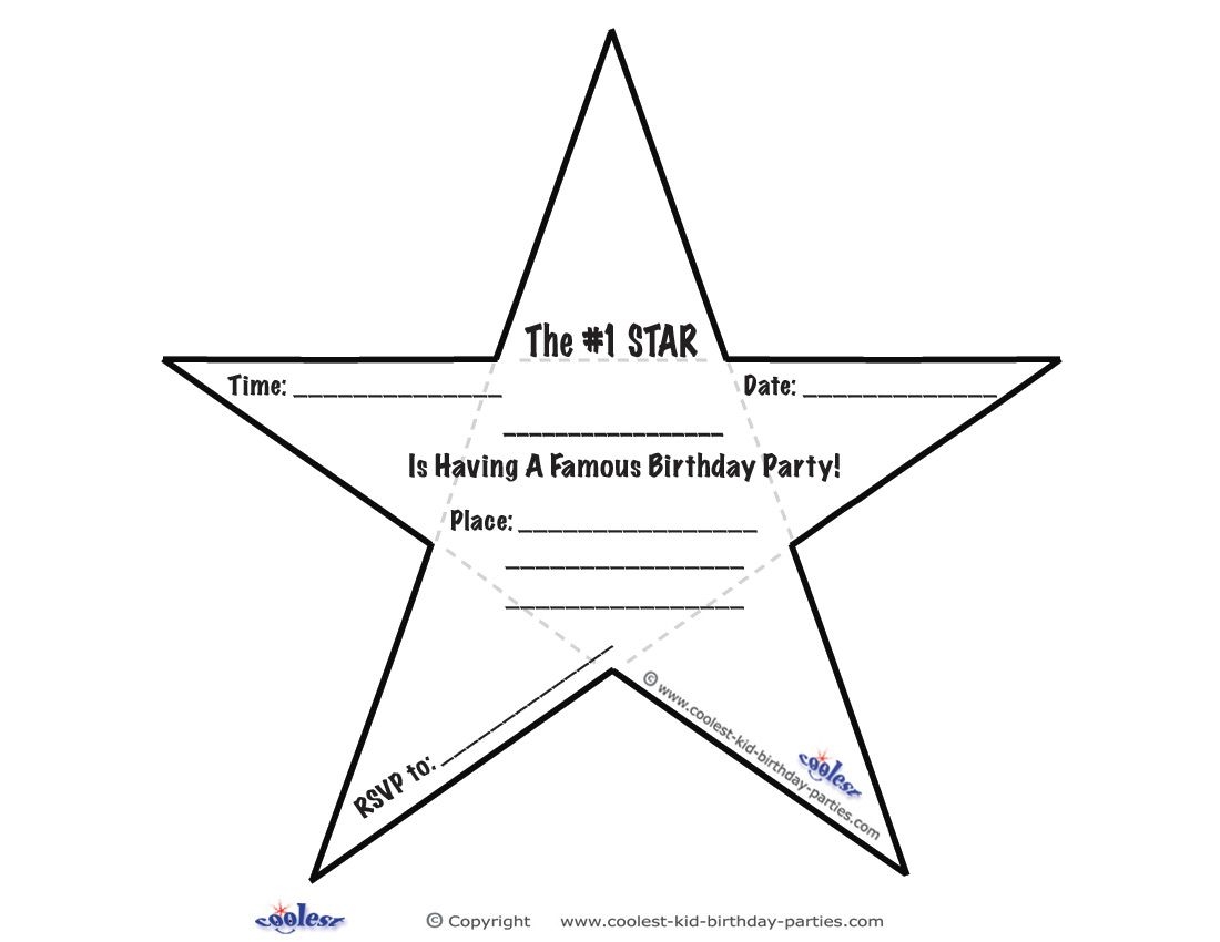 Printable Star Invitations Printable Star Free Printable Cards Star Template Printable