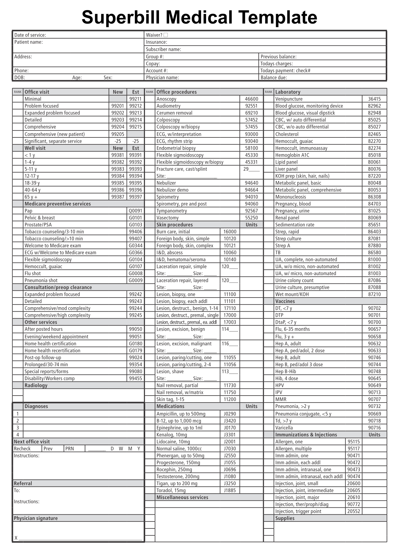Free Printable Superbill Template