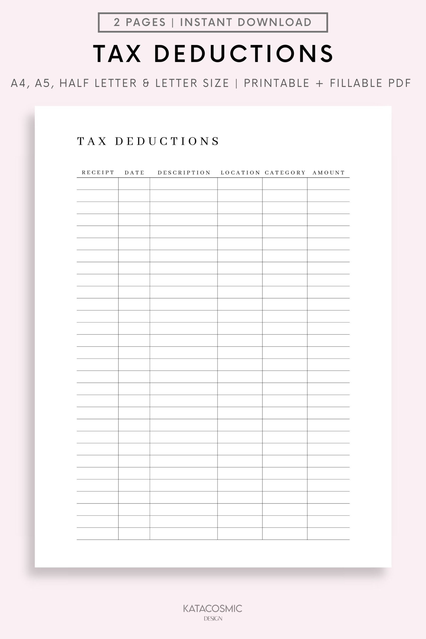 Printable Tax Organizer Template