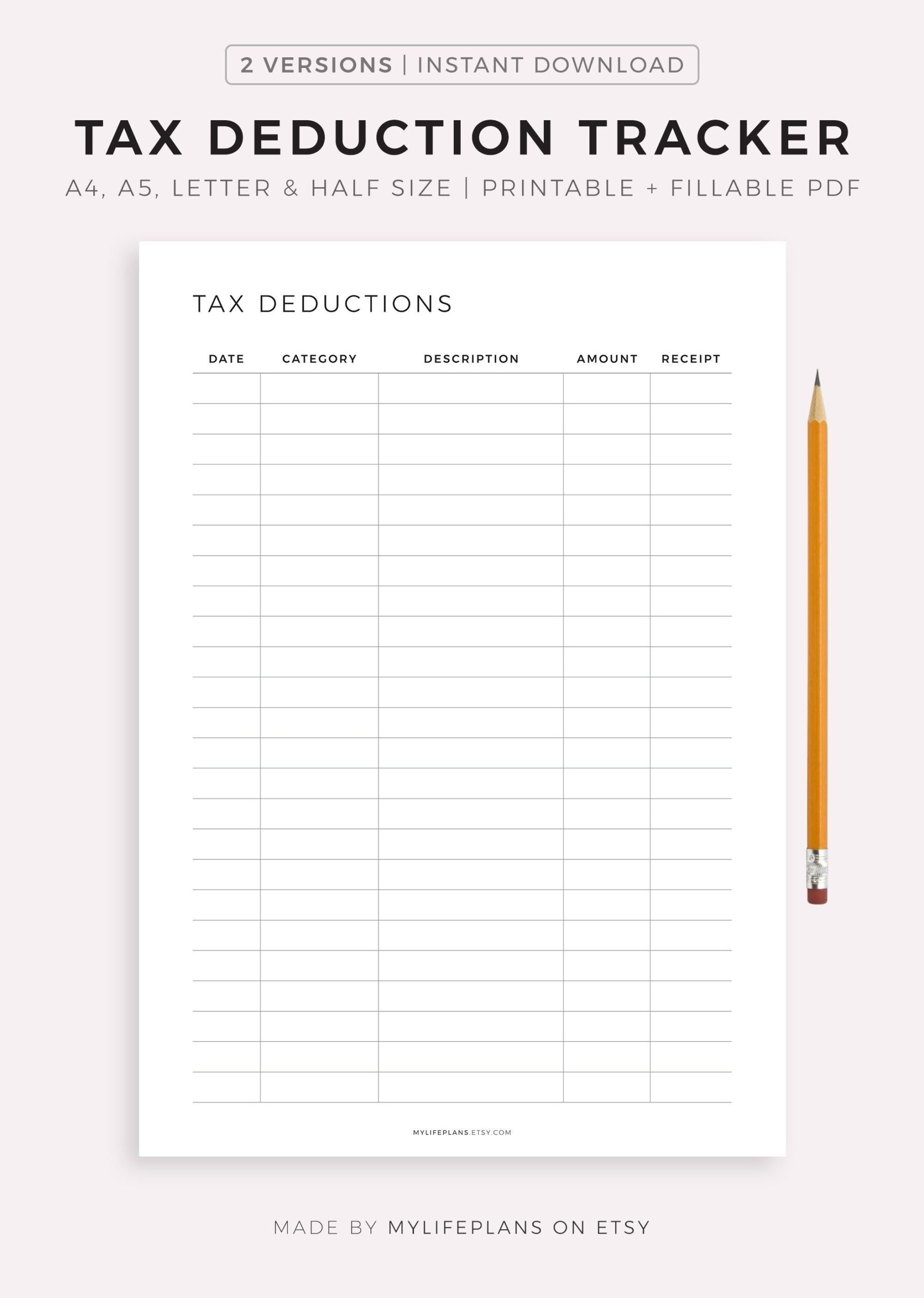 Printable Tax Organizer Template