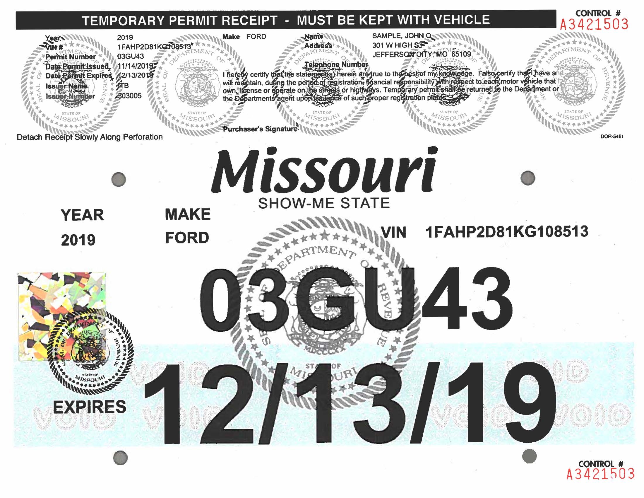 Printable Temporary License Plate Template Missouri Templates Online
