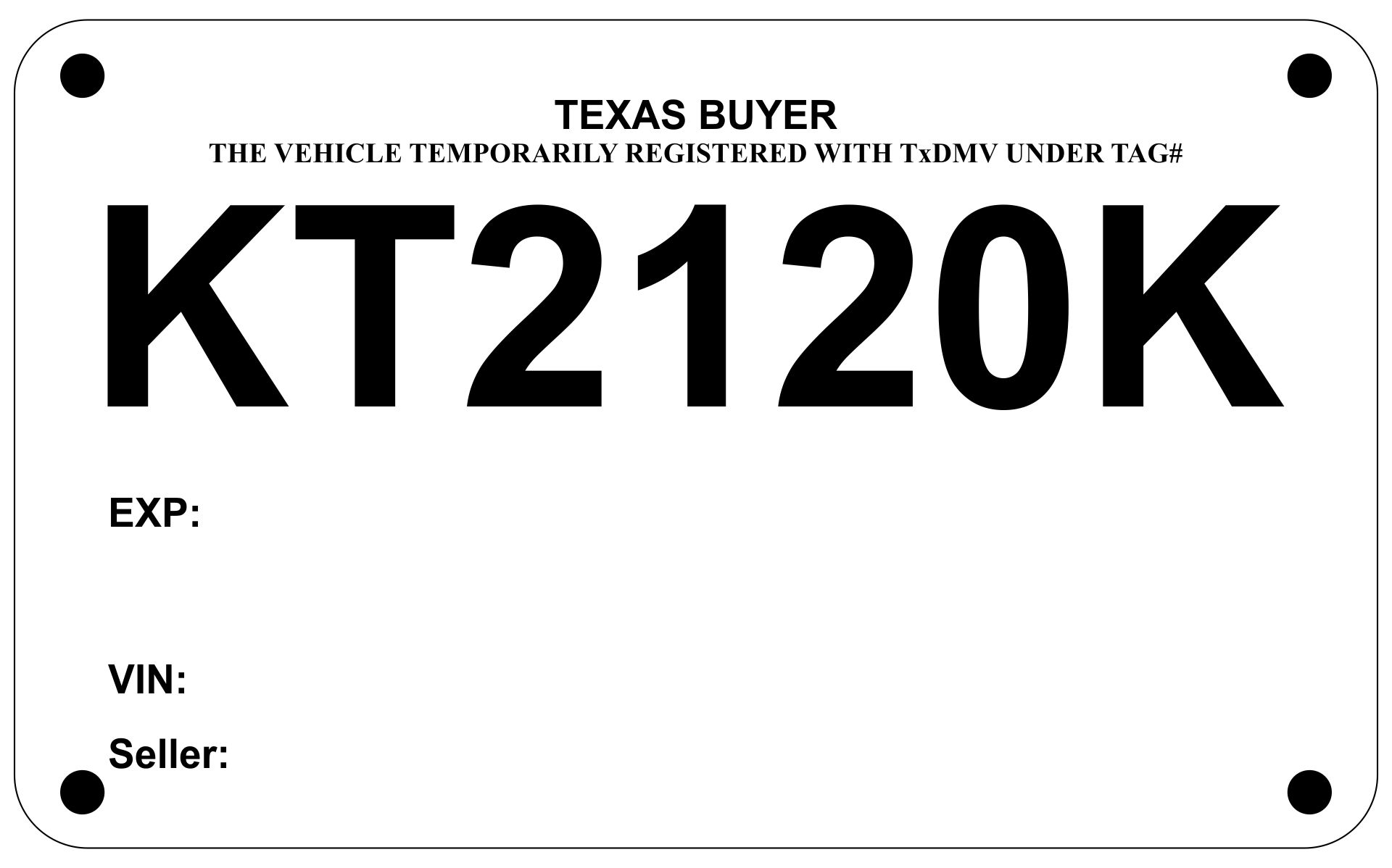 Printable Temporary Tags