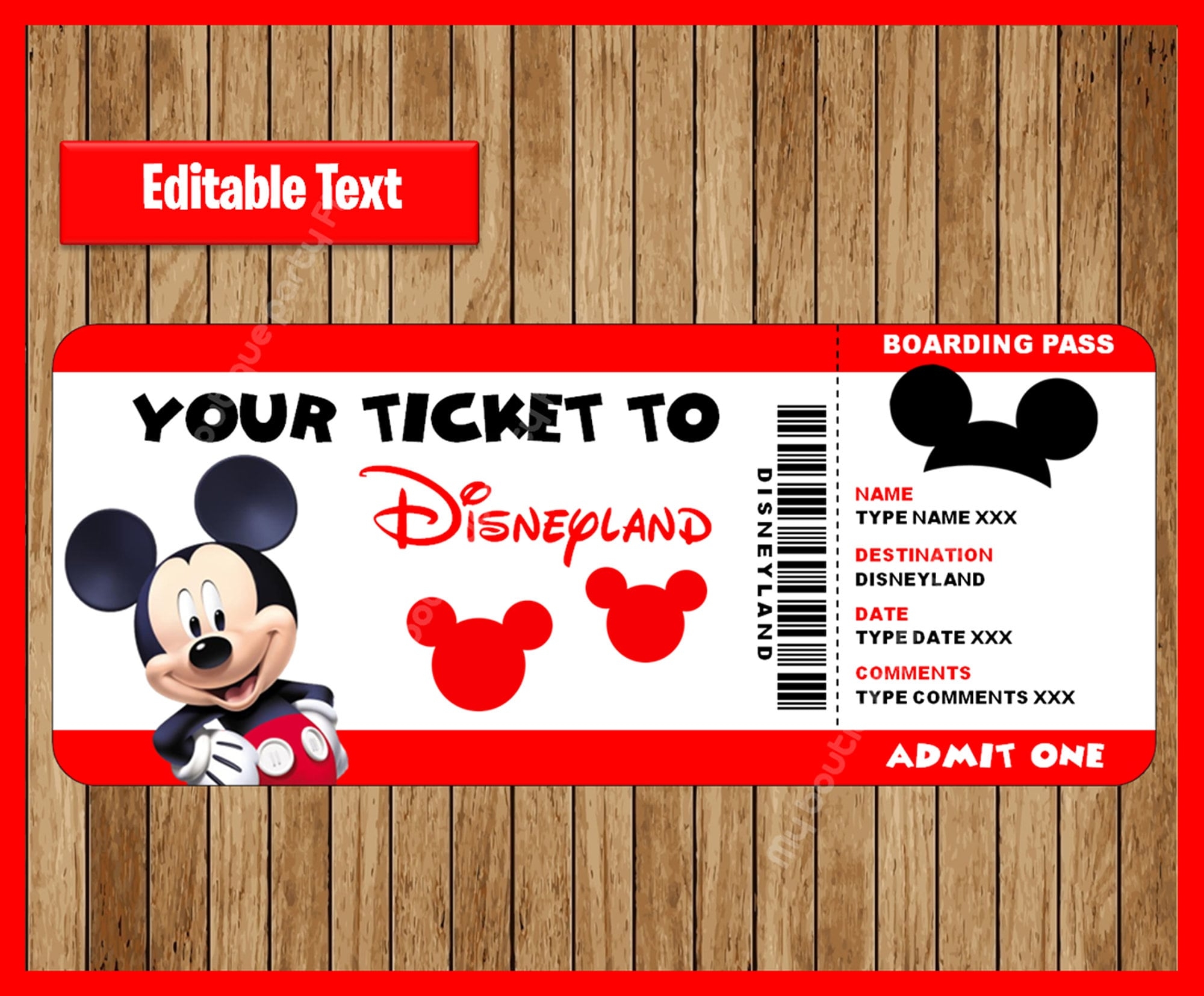 Free Printable Disneyland Ticket Template