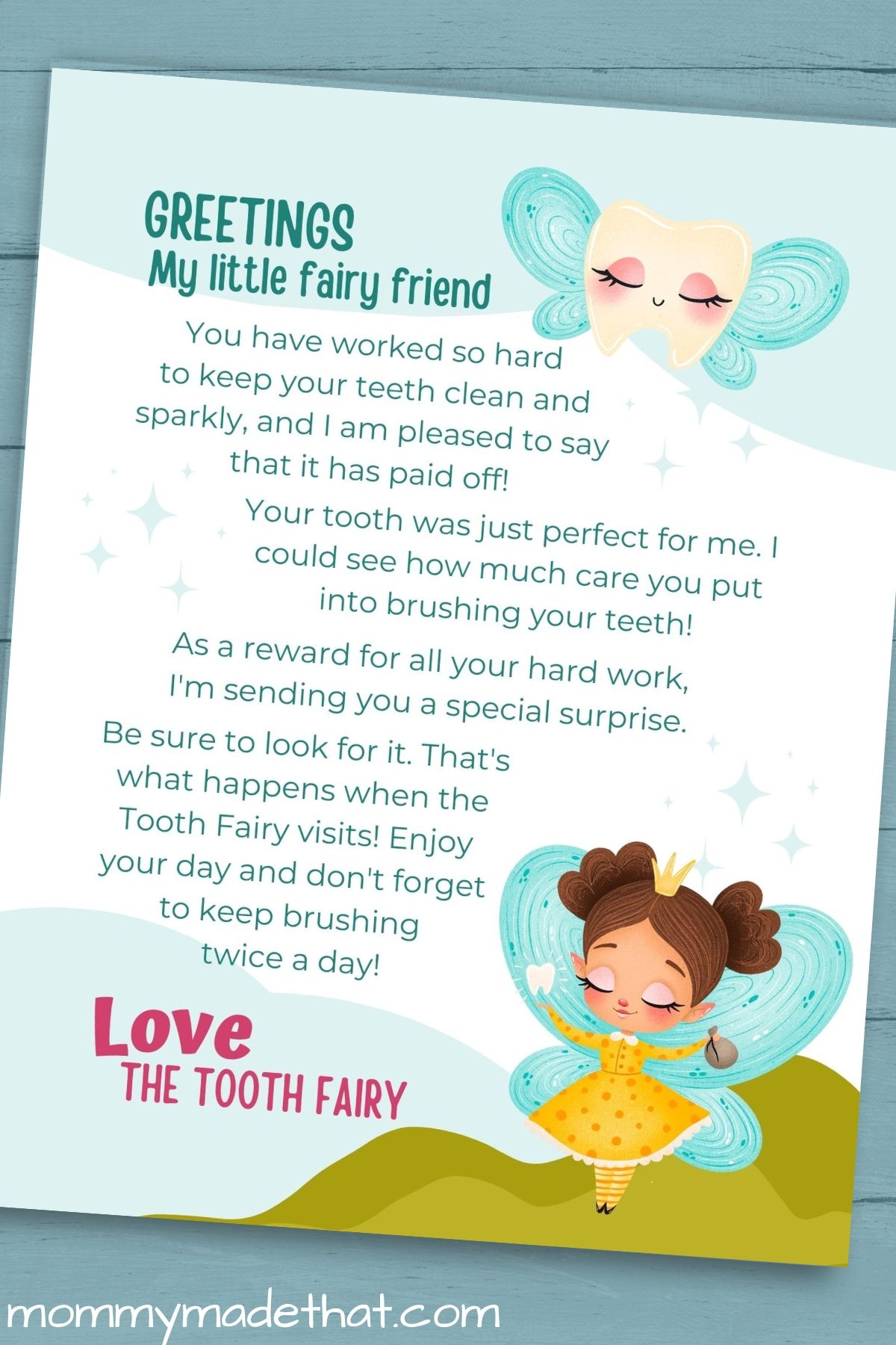 Free Printable Tooth Fairy Letter Template