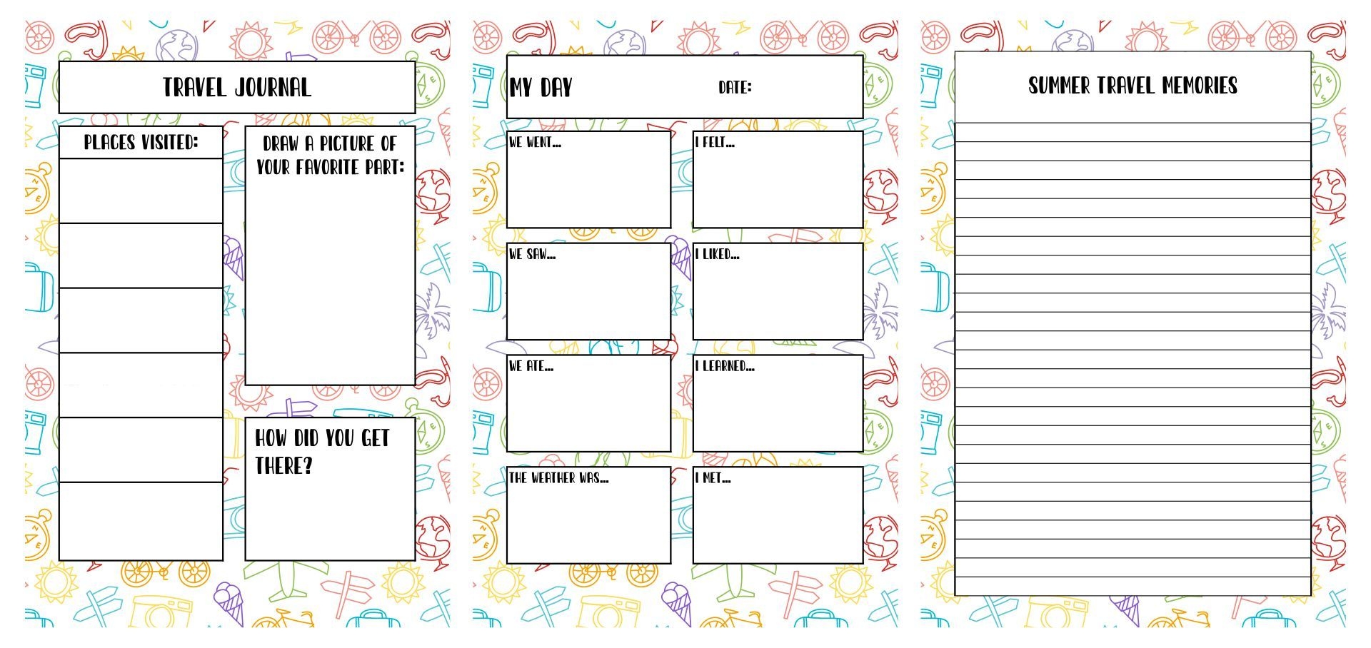 Printable Travel Journal Pages Travel Journal Pages Travel Journal Kids Travel Journal