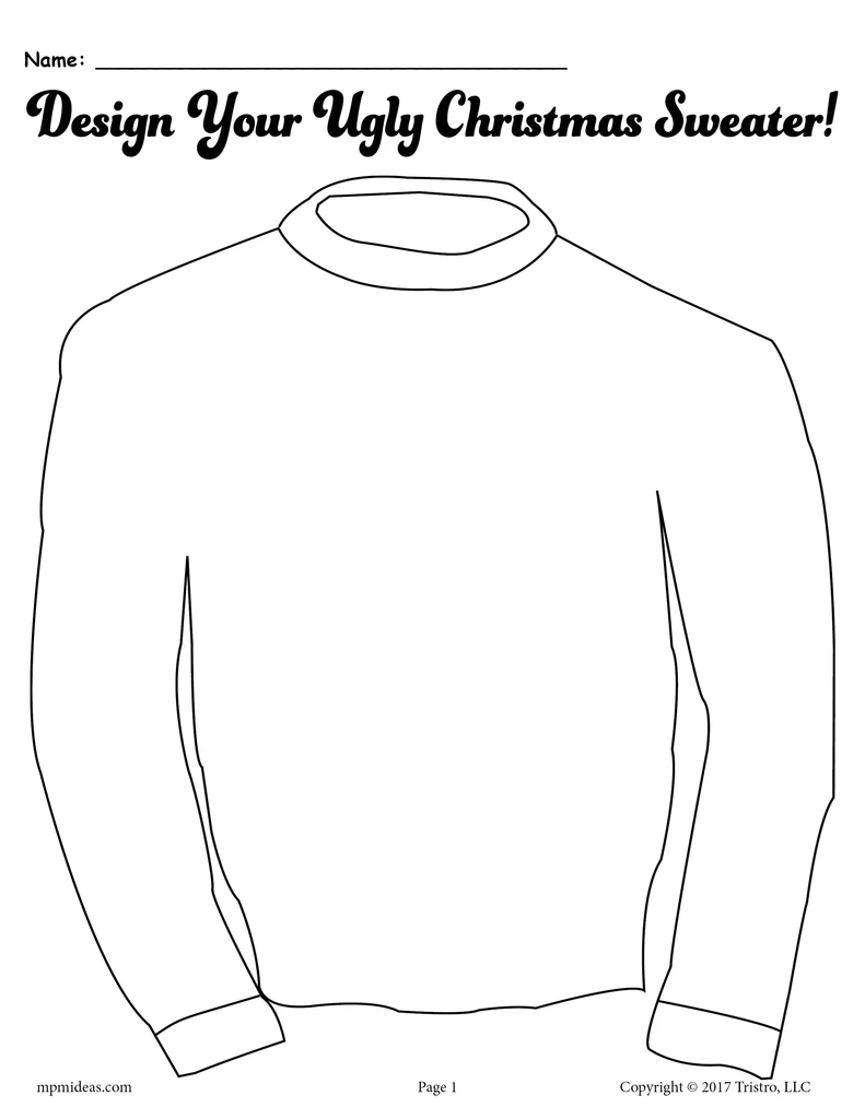 Printable Ugly Christmas Sweater Activity Christmas Sweaters Ugly Christmas Sweater Diy Ugly Christmas Sweater
