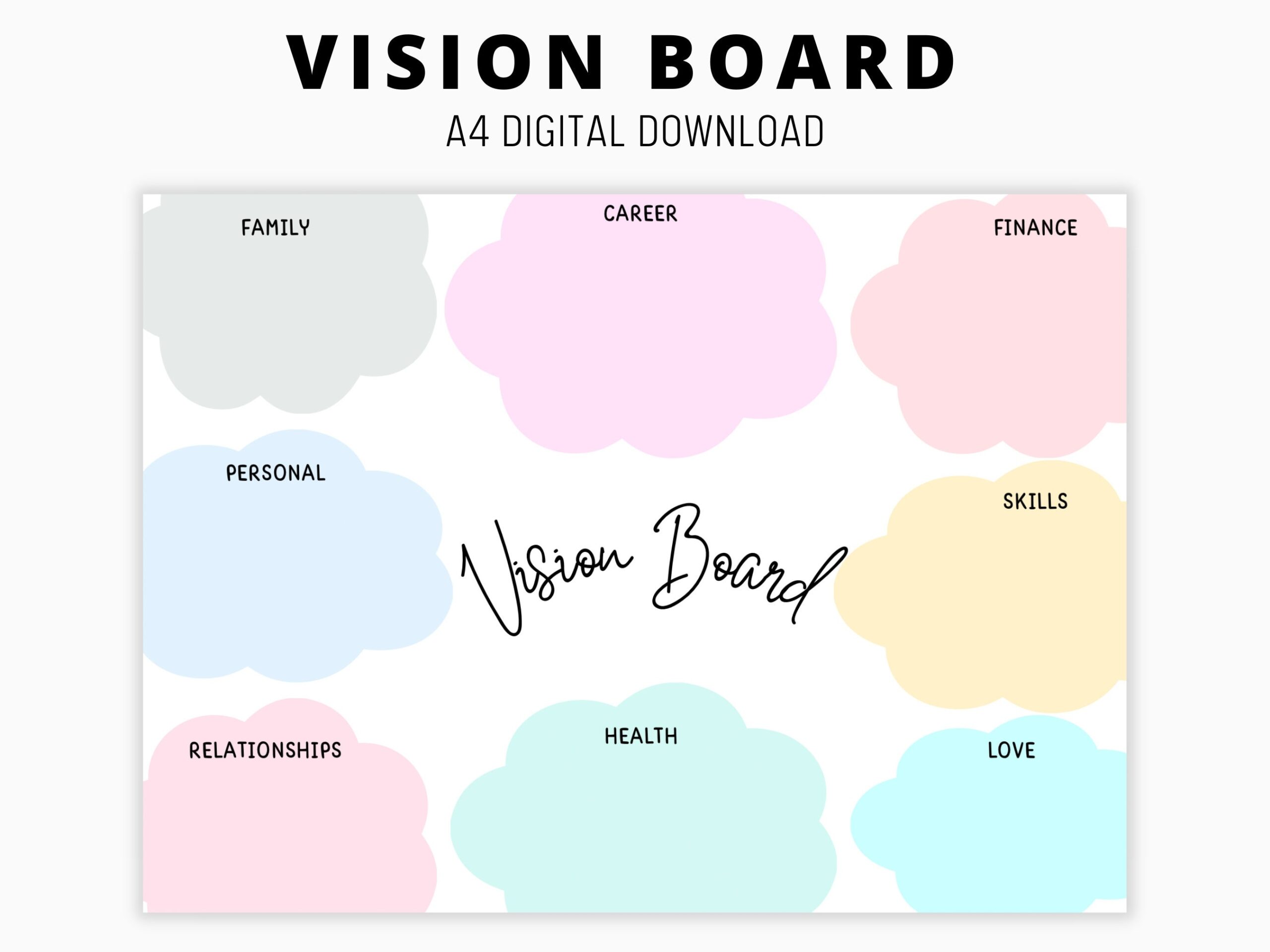 Printable Vision Board Vision Board Template 2023 Dream Life Planner Goal Setting Vision Board Manifesting Kit Manifesting Board PDF A4 Etsy