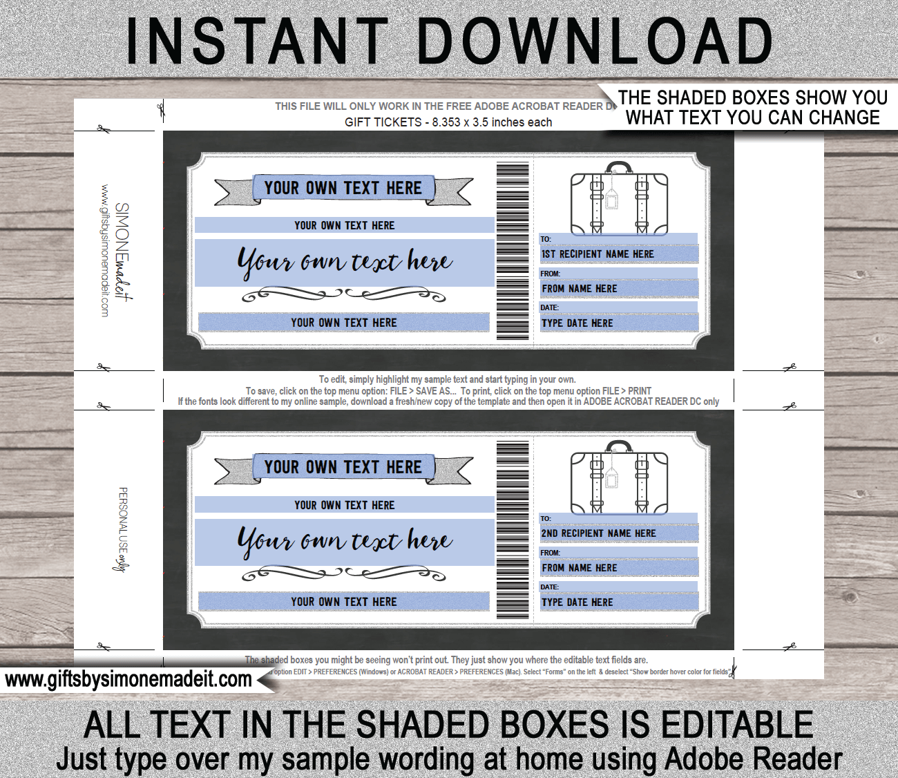 Printable Weekend Away Voucher Template Surprise Getaway Gift Card