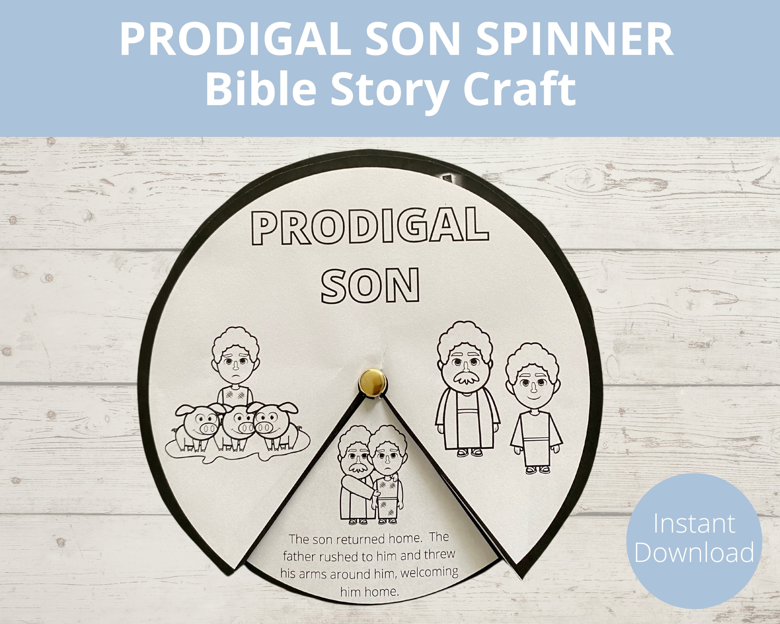 Prodigal Son Bible Story Sunday School Craft Parable Of Prodigal Son Bible Spinner Craft Coloring Page Instant Download A4 Size Etsy