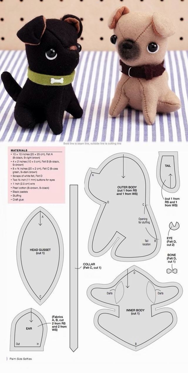 Pug Plush Pattern Cute Sewing Pattern Printable Sewing Stuffed Animals Animal Sewing Patterns Stuffed Toys Patterns