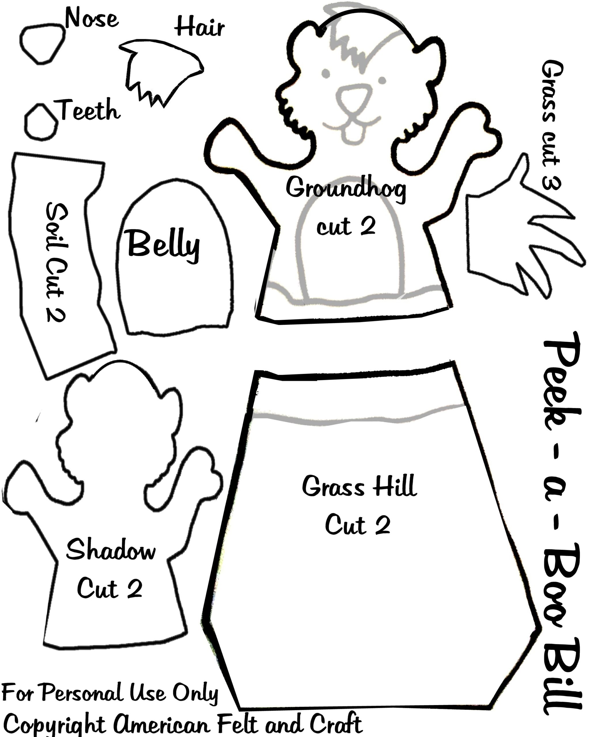 Printable Groundhog Puppet Template