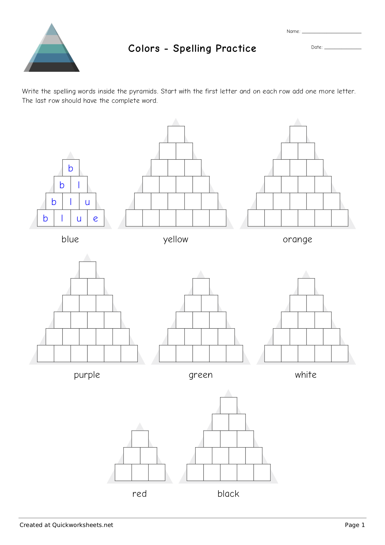 Pyramid Words Worksheet Maker