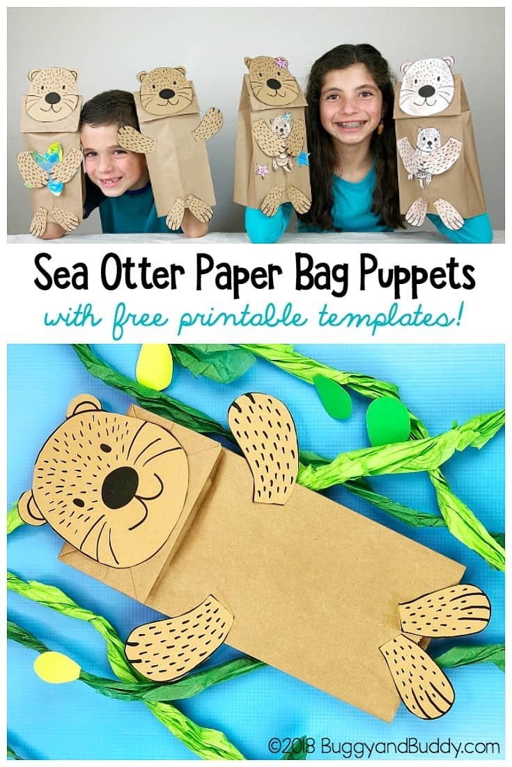 Quick And Easy Sea Otter Paper Bag Puppet Craft For Kids Paper Bag Puppets Paper Bag Crafts Puppet Crafts