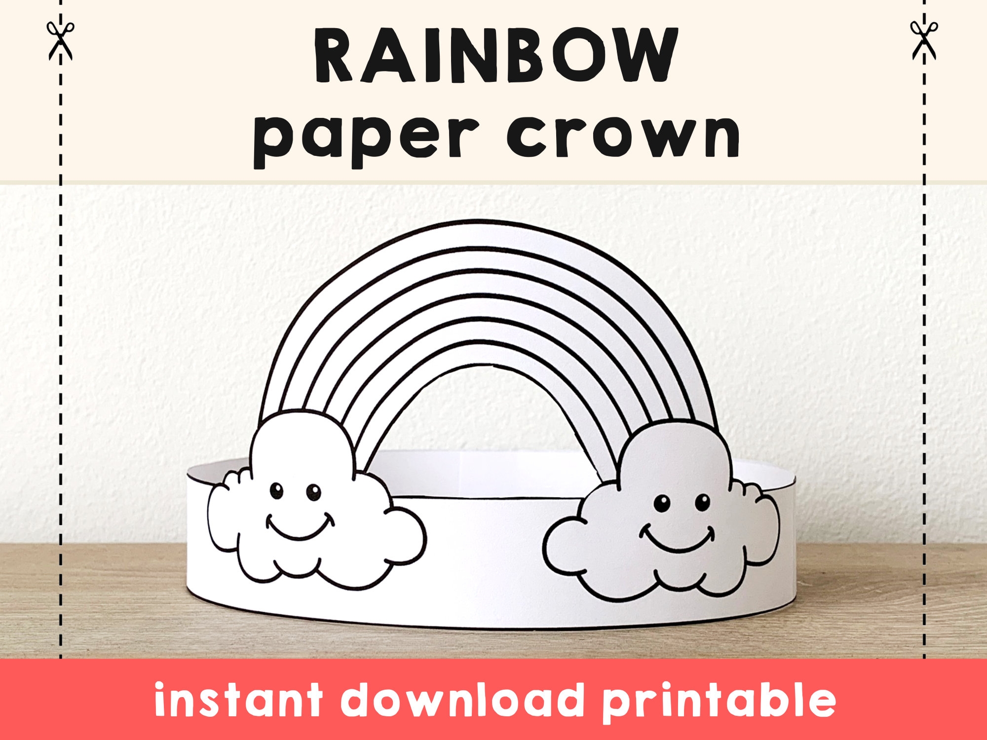 Rainbow Paper Crowns Astronomy Summer Spring Printable Kids Craft Coloring Birthday Party Favor Costume DIY Instant Download Template Etsy