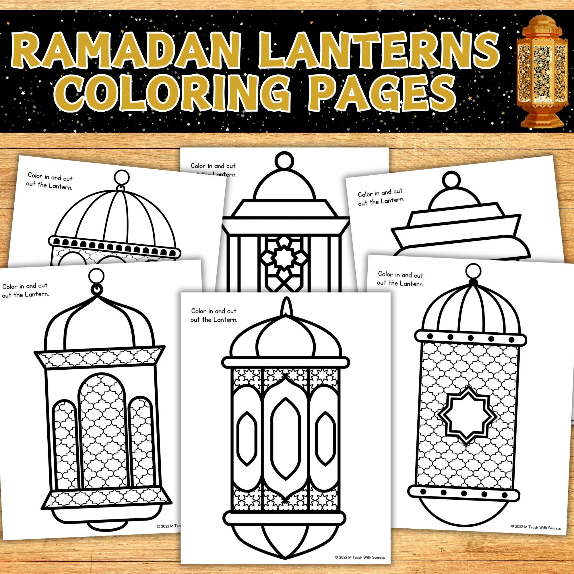 Ramadan Lanterns Coloring Pages Lantern Template Printable Ramadan Decorations Printable Ramadan Decoration Lantern Craft Etsy
