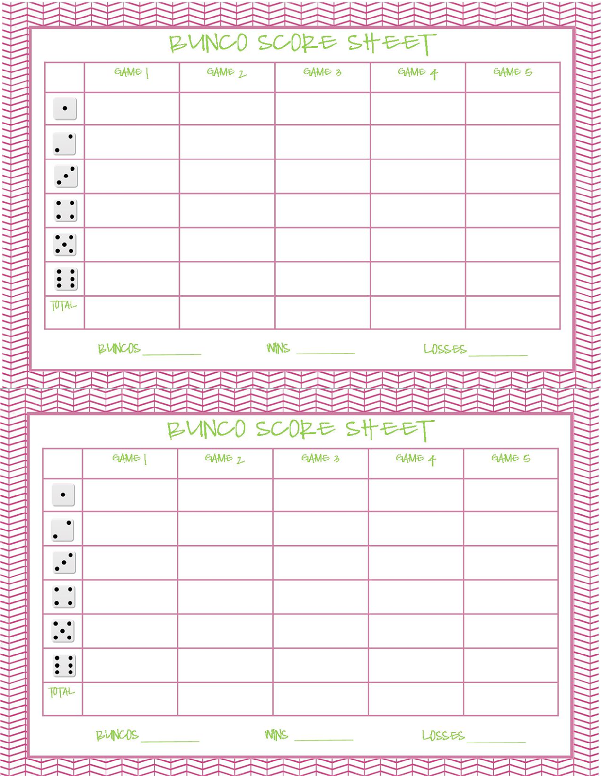 Recipes From Stephanie Free Bunco Printable Bunco Bunco Score Sheets Bunco Game
