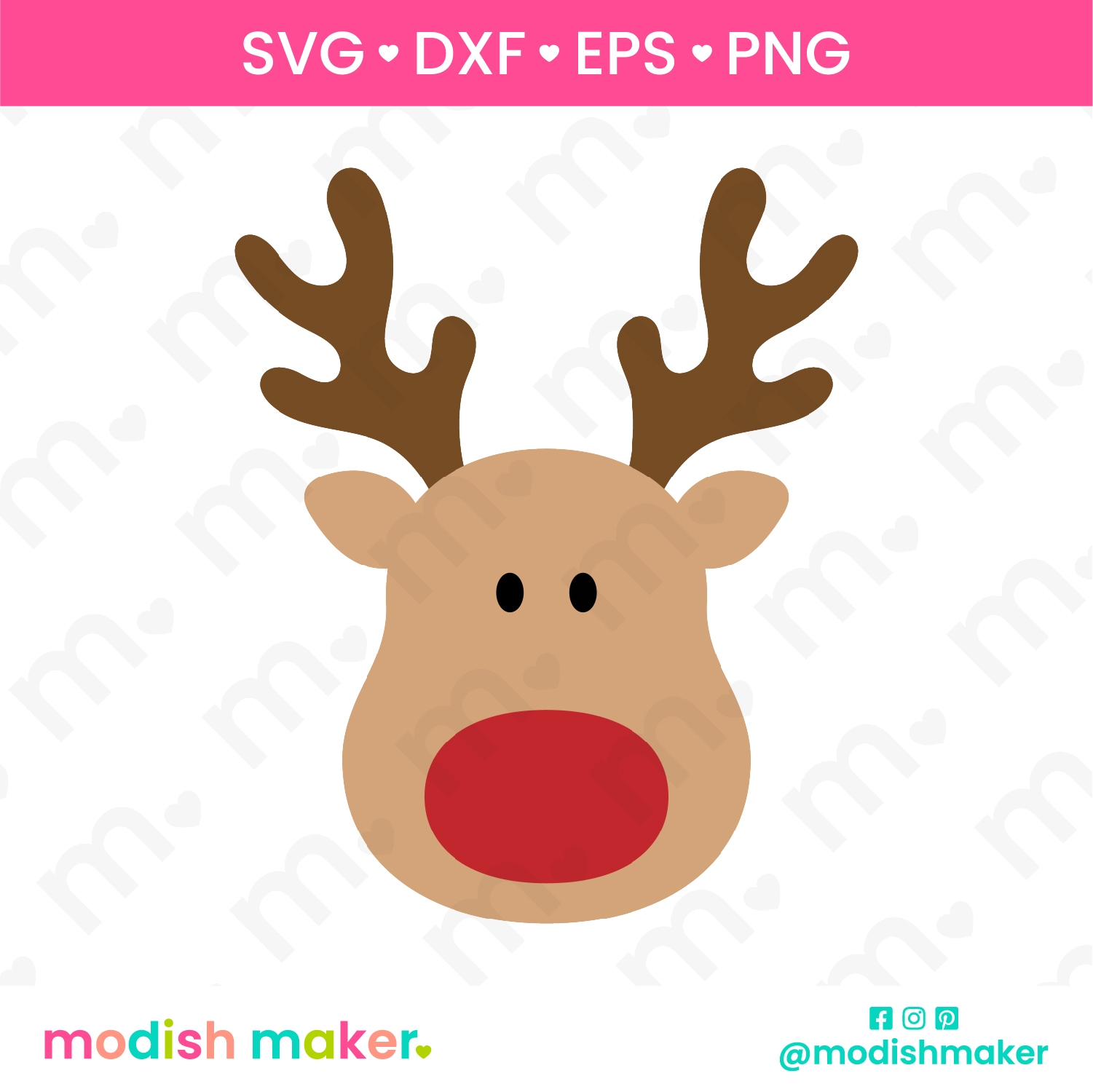 Printable Reindeer Face Template