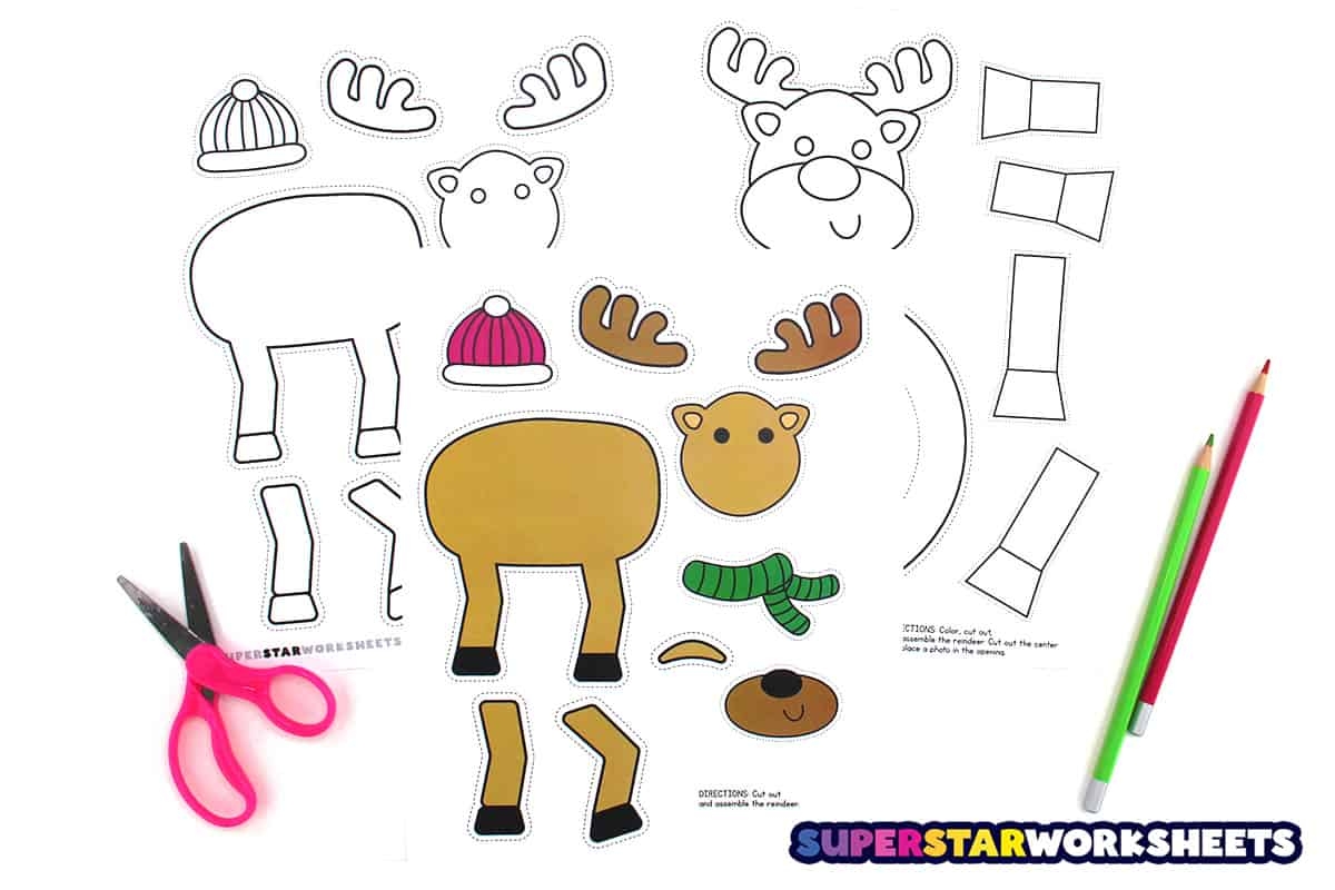 3D Reindeer Template Printable
