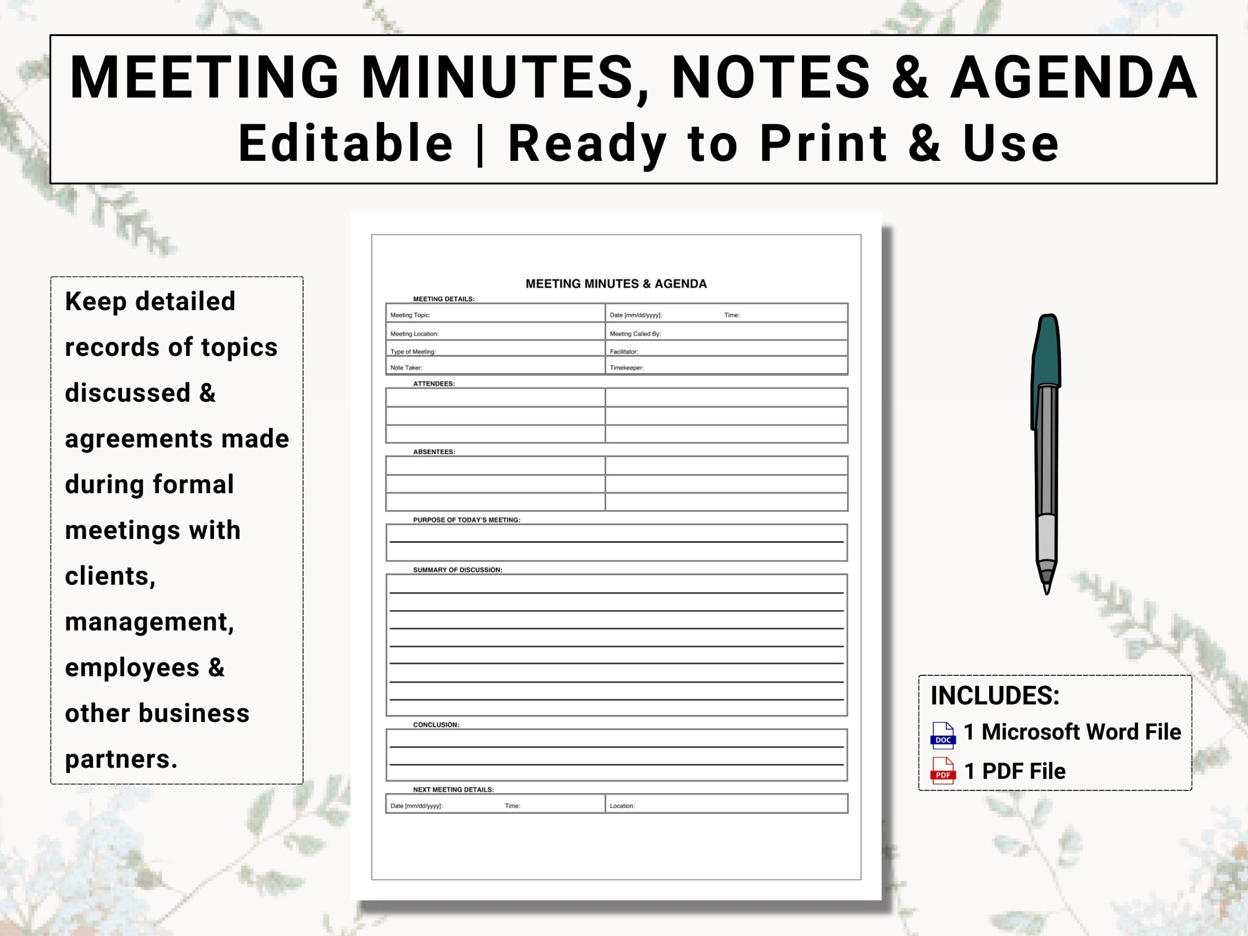 Printable Resident Council Meeting Template