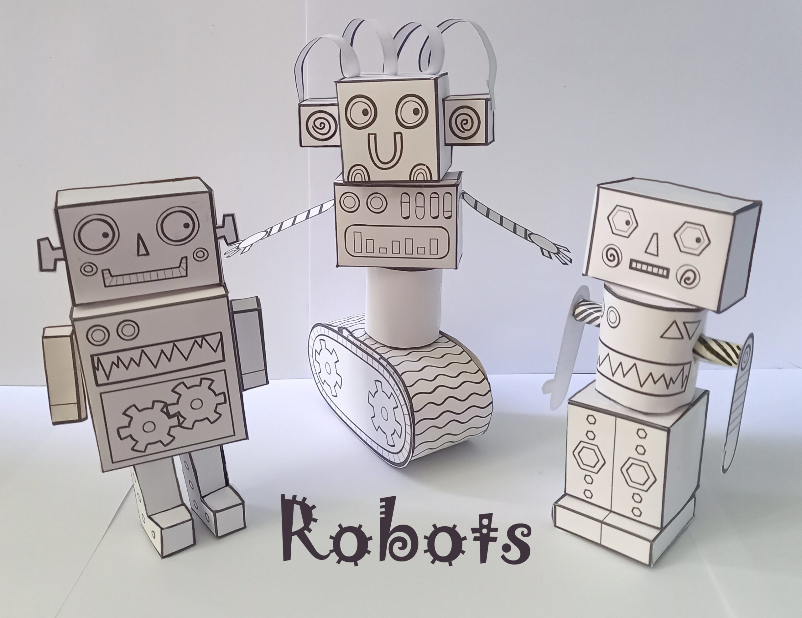 Robot Craft Printable Paper Models Digital Download Jpegs And SVG Files Colouring And Model Making Activity Sheets Etsy