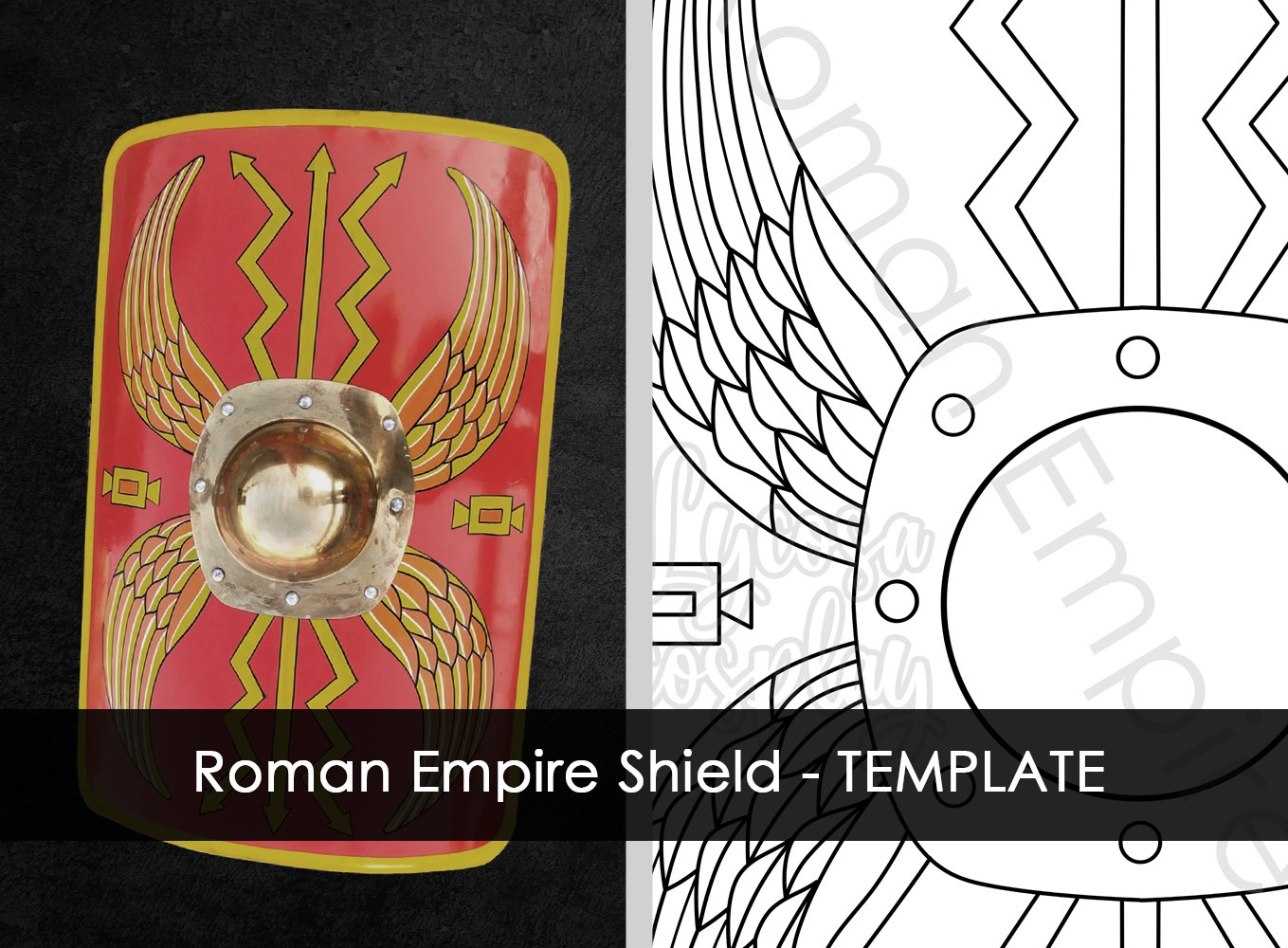 Roman Empire Shield TEMPLATE Roman Shield Cosplay Template Larp Legion 2dfile Digitalfile PDF Etsy