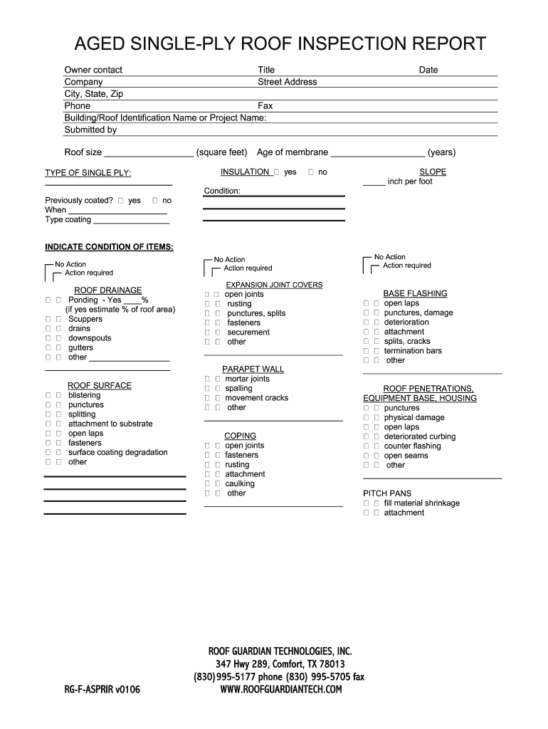 Printable Roof Inspection Form Template